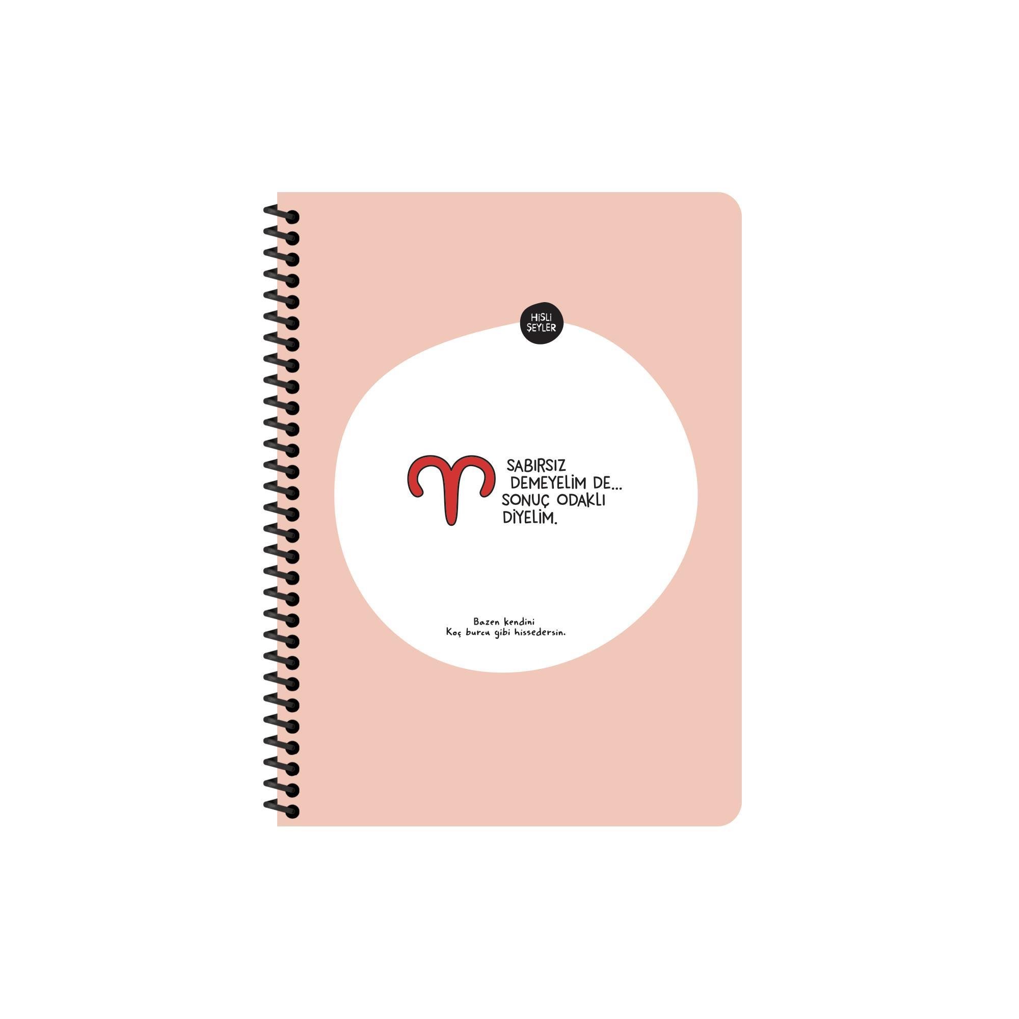 Hisli Şeyler Burçlar Serisi 16,5x22,5 Kareli Spiralli Stickerli Defter - Sabırsız Demeyelim De Sonuç Odaklı Diyelim