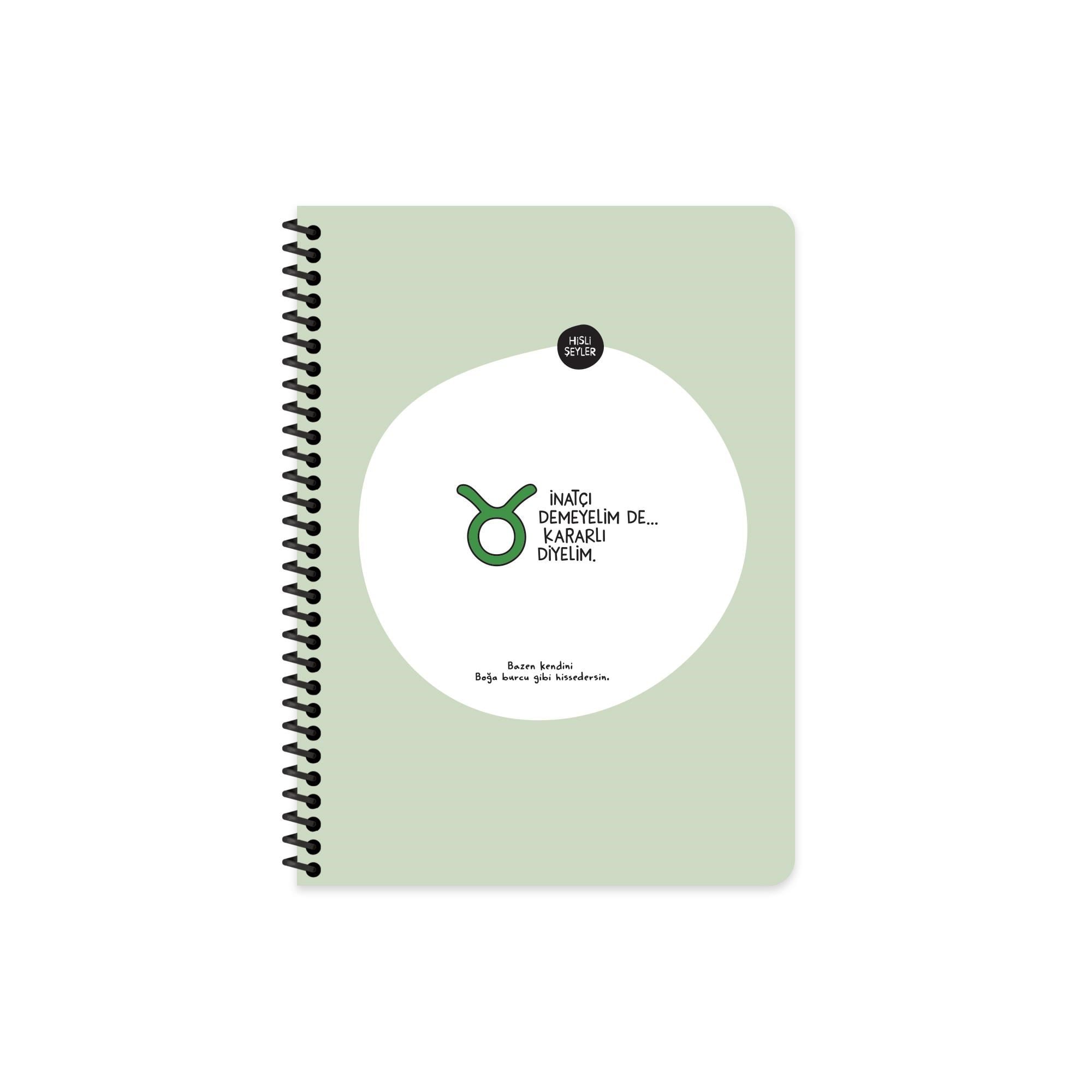 Hisli Şeyler Burçlar Serisi A4 Çizgili Stickerli Defter - İnatçı Demeyelim de Kararlı Diyelim