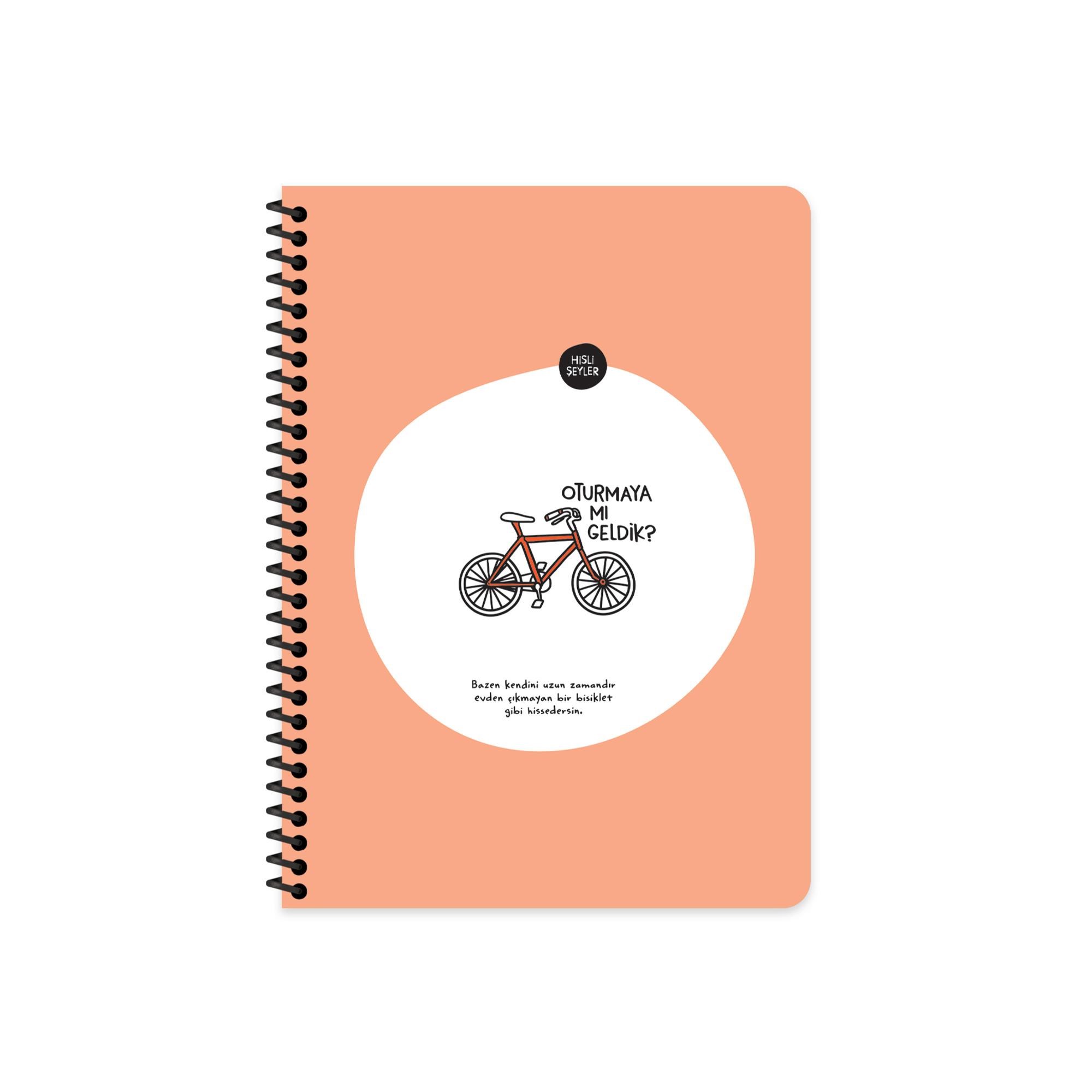 Hisli Şeyler Çizgili Spiralli Stickerli Defter Oturmaya Mı Geldik? 16,5x22,5