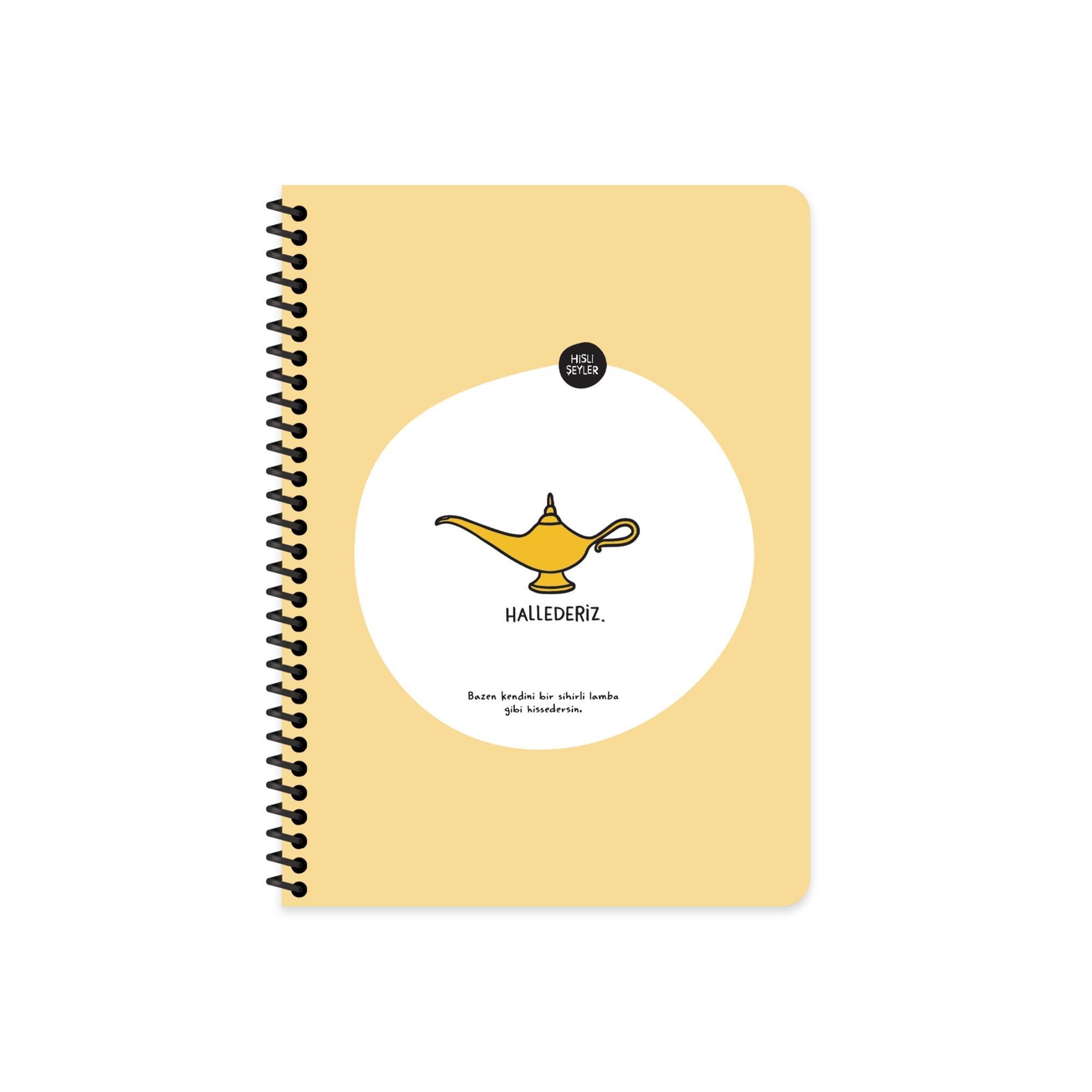 Hisli Şeyler Çizgili Spiralli Stickerli Defter Hallederiz 16,5x22,5
