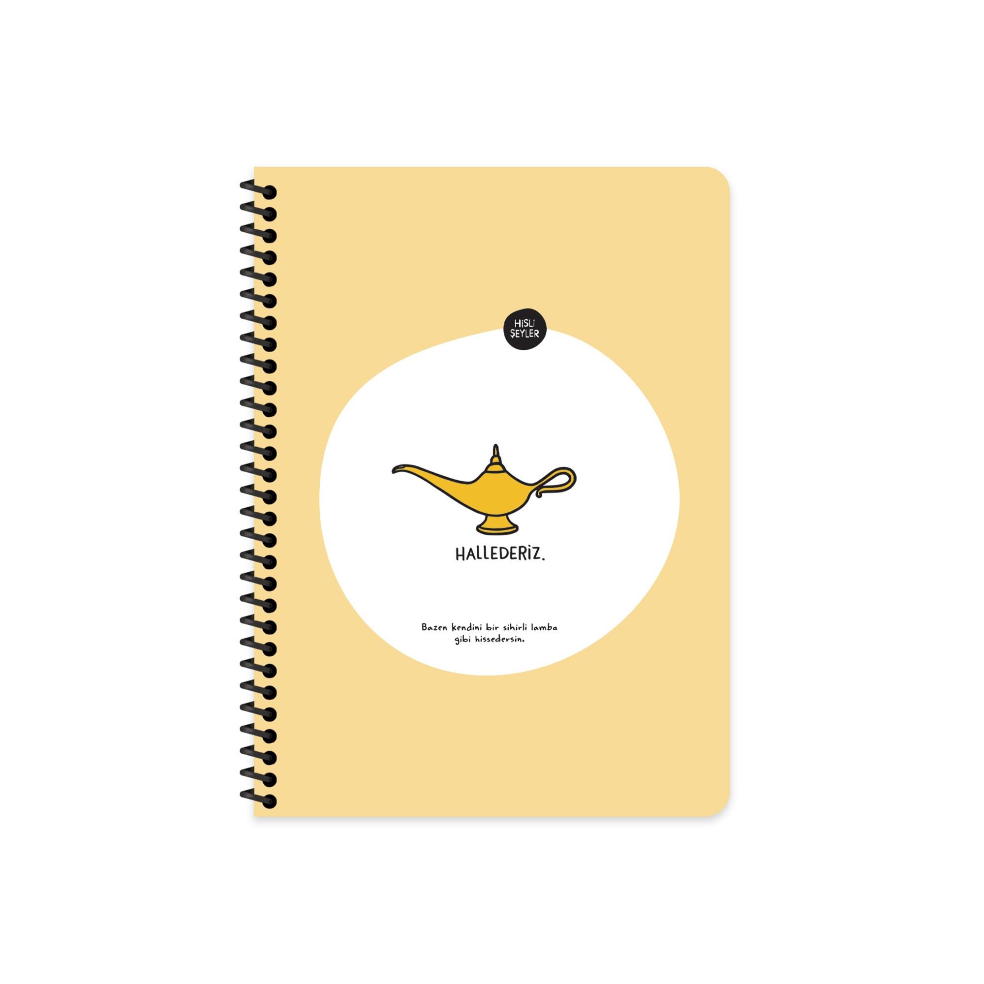 Hisli Şeyler Çizgili Spiralli Stickerli Defter Hallederiz 16,5x22,5