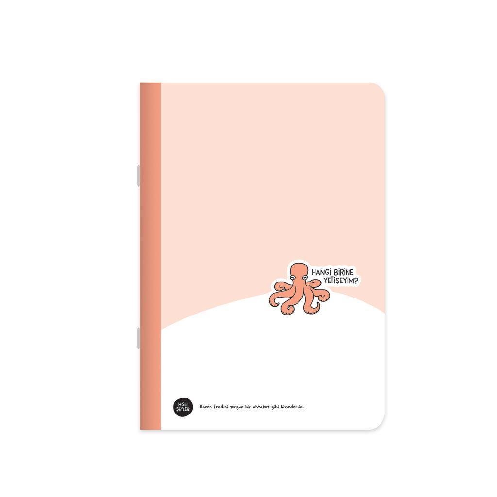 Hisli Şeyler Çizgili Tel Dikişli Stickerli Defter 18,5 x 26 CM - Hangi Birine Yetişeyim?