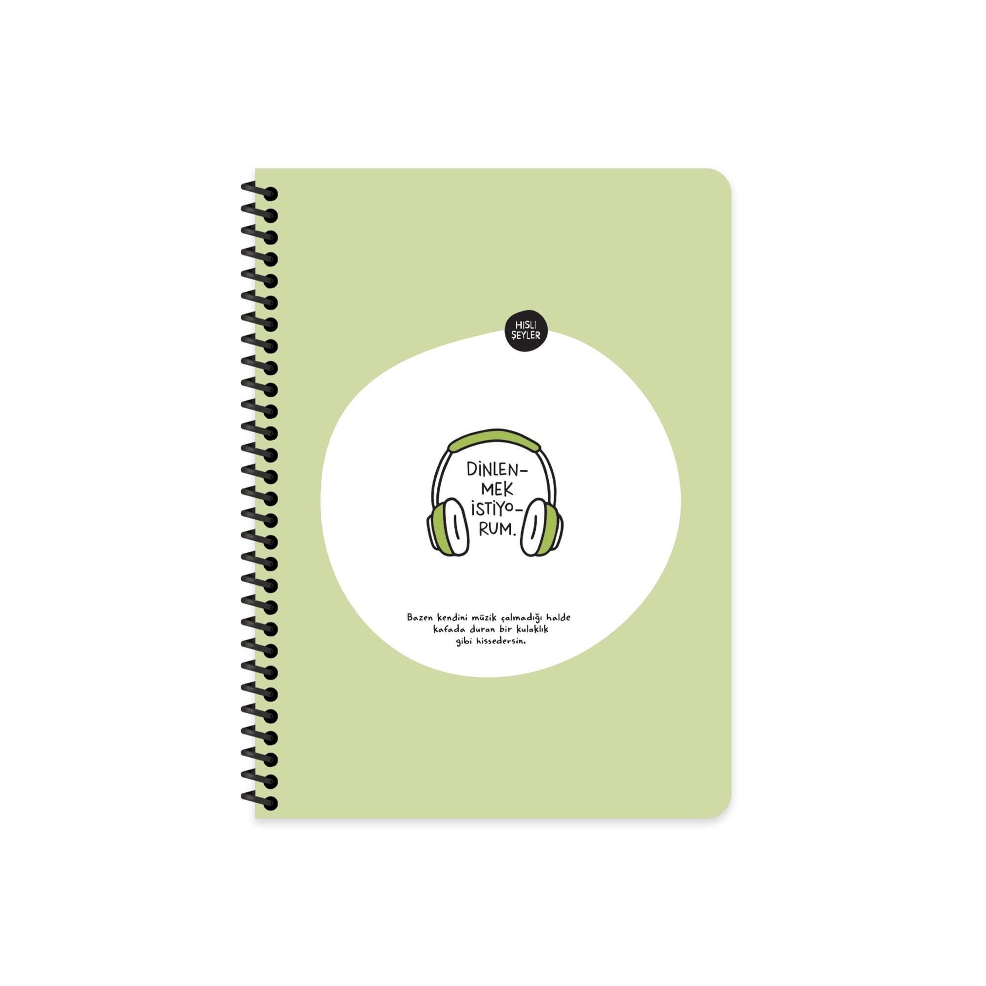 Hisli Şeyler Kareli Spiralli Stickerli Defter Dinlenmek İstiyorum 16,5x22,5