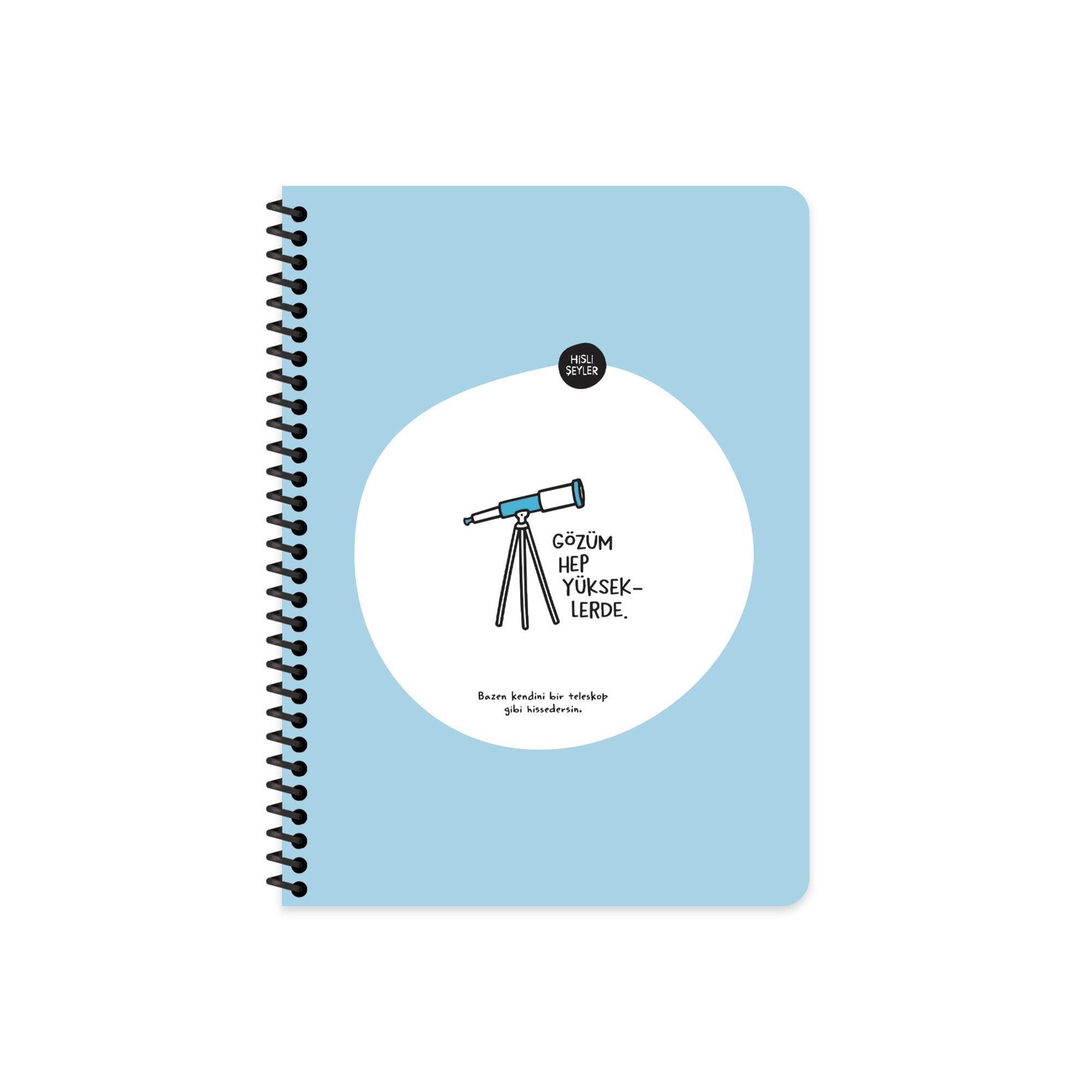 Hisli Şeyler Kareli Spiralli Stickerli Defter Gözüm Yükseklerde 16,5x22,5