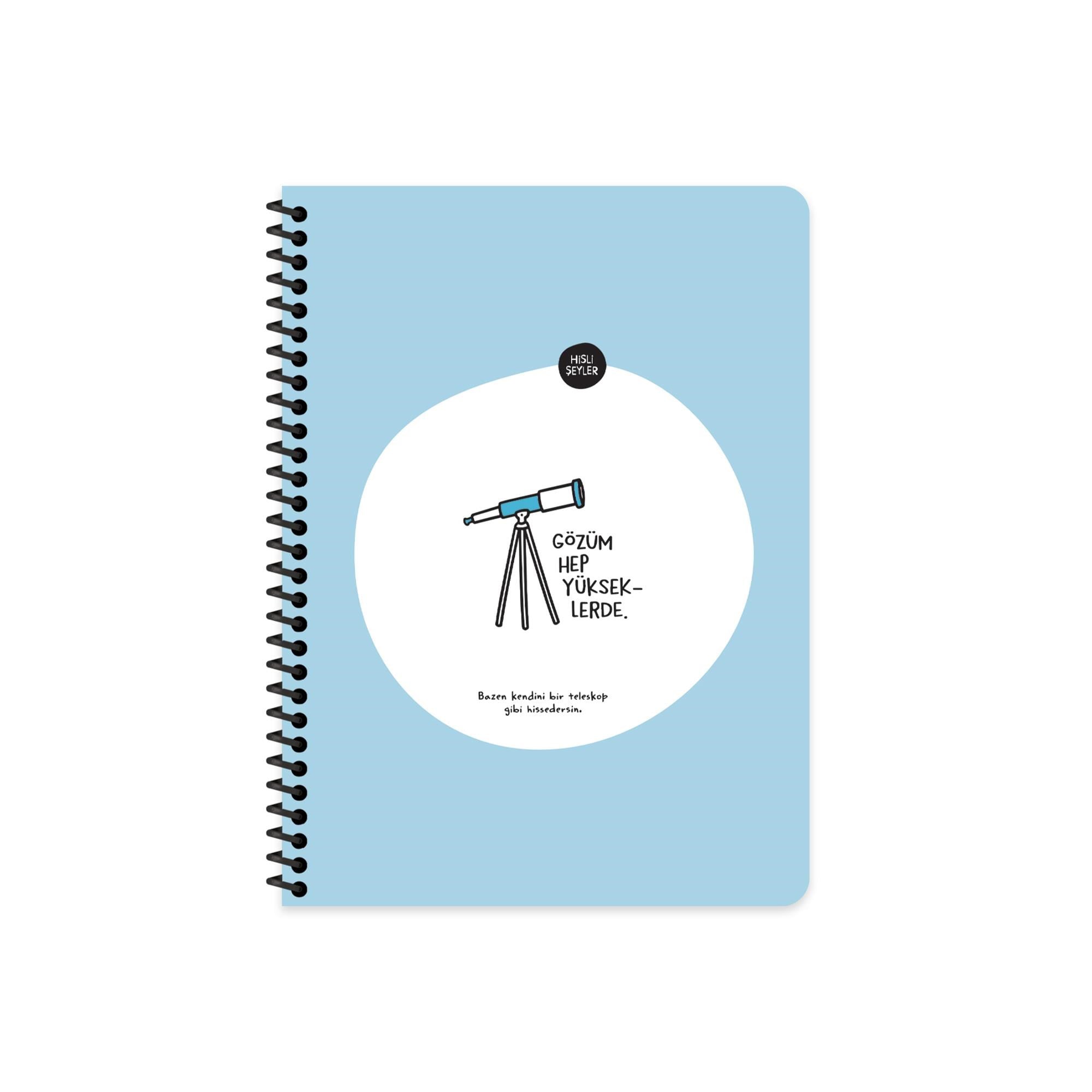 Hisli Şeyler Kareli Spiralli Stickerli Defter Gözüm Yükseklerde 16,5x22,5