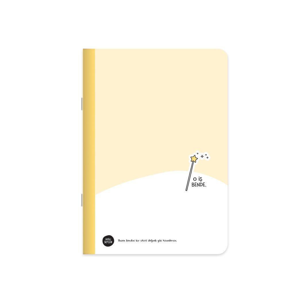 Hisli Şeyler Kareli Tel Dikişli Stickerli Defter 18,5 x 26 CM - O iş Ben de