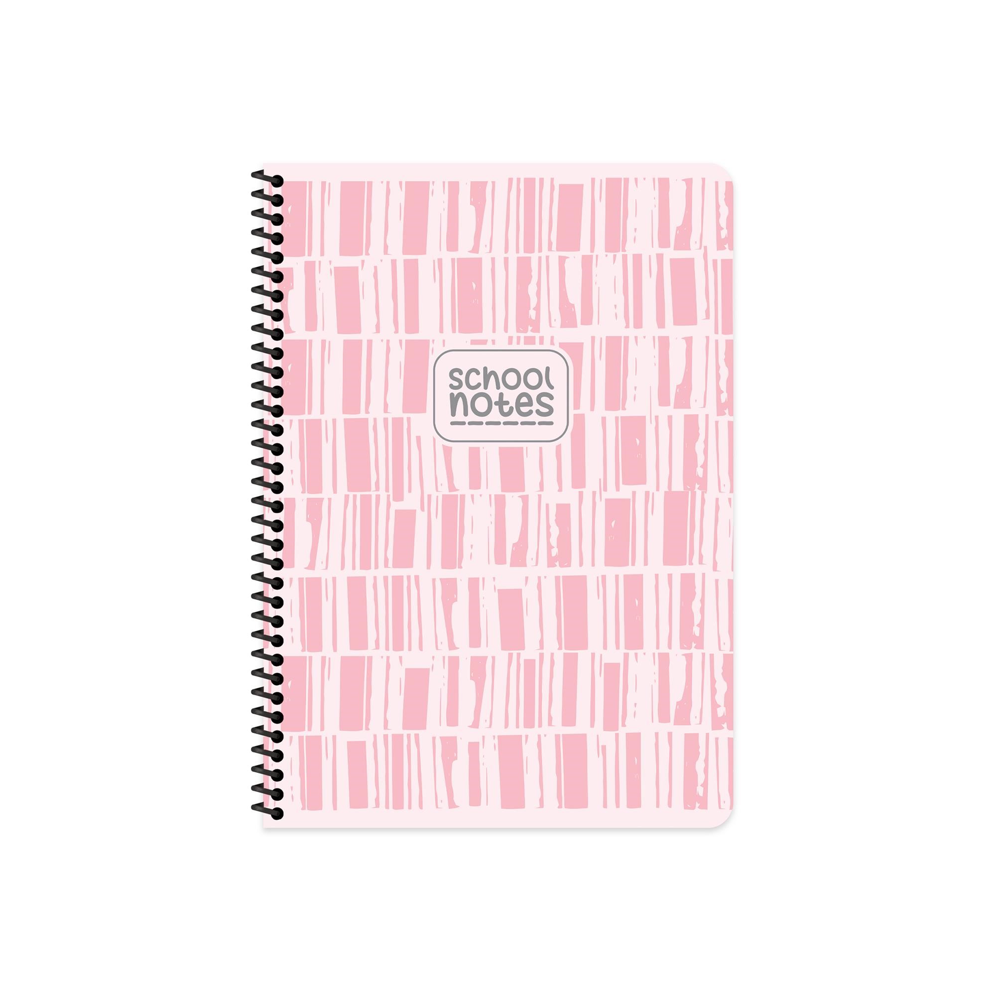 Kareli Karton Kapak Spiralli Çizgi Defter Pembe 16,5*22,5 80 Yp