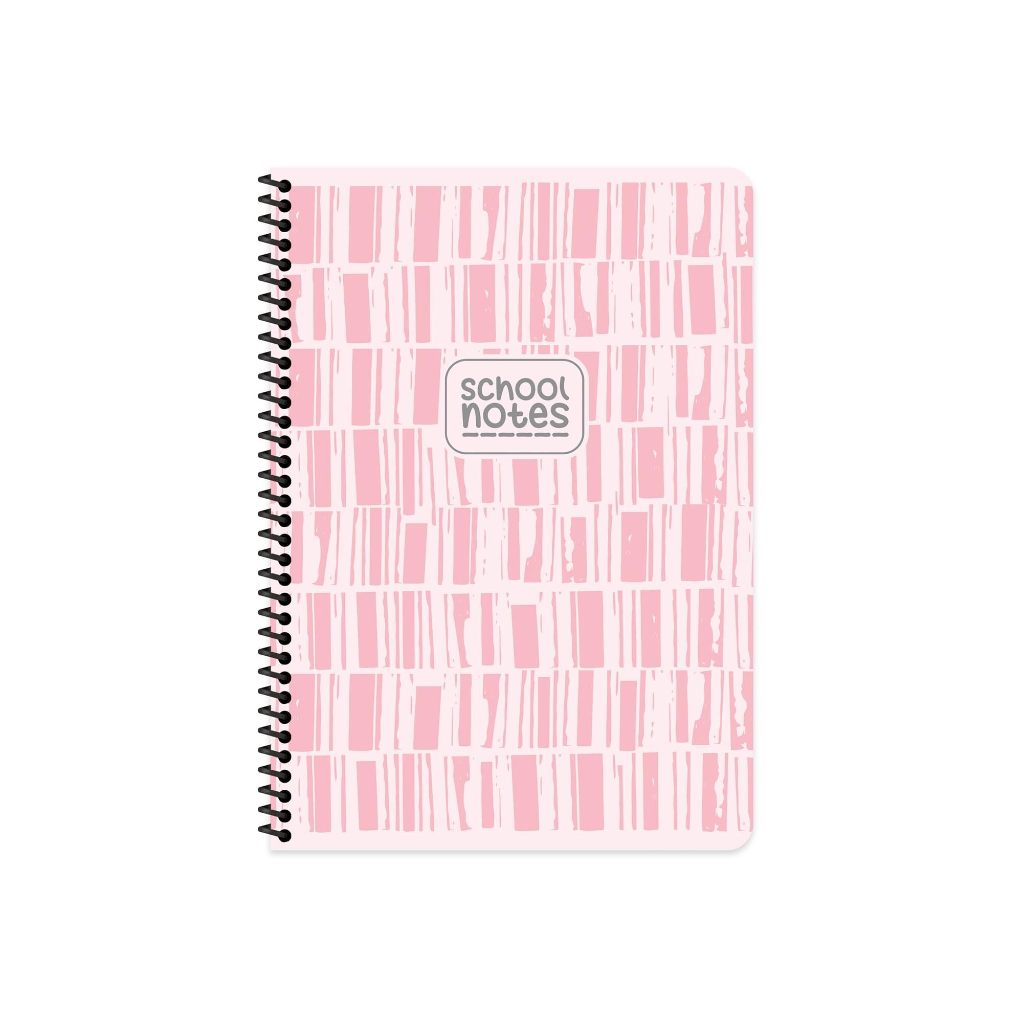 Kareli Karton Kapak Spiralli Çizgi Defter Pembe 16,5*22,5 80 Yp