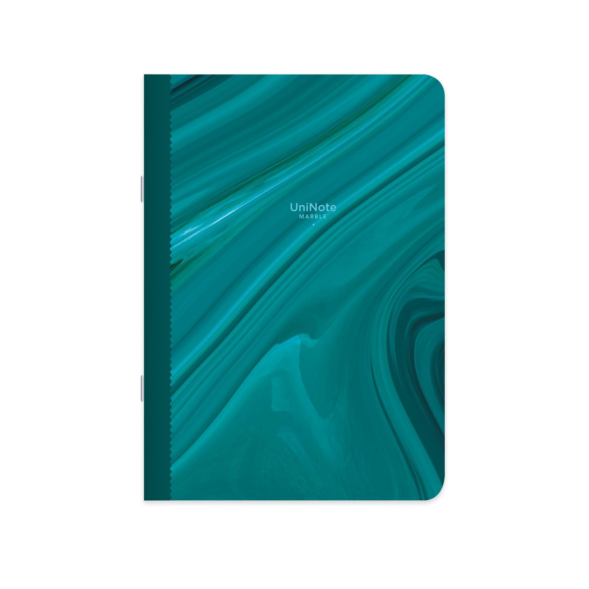 Kareli Tel Dikişli Kuşe Kapak Uninote Marble Defter Yeşil 18,5x26