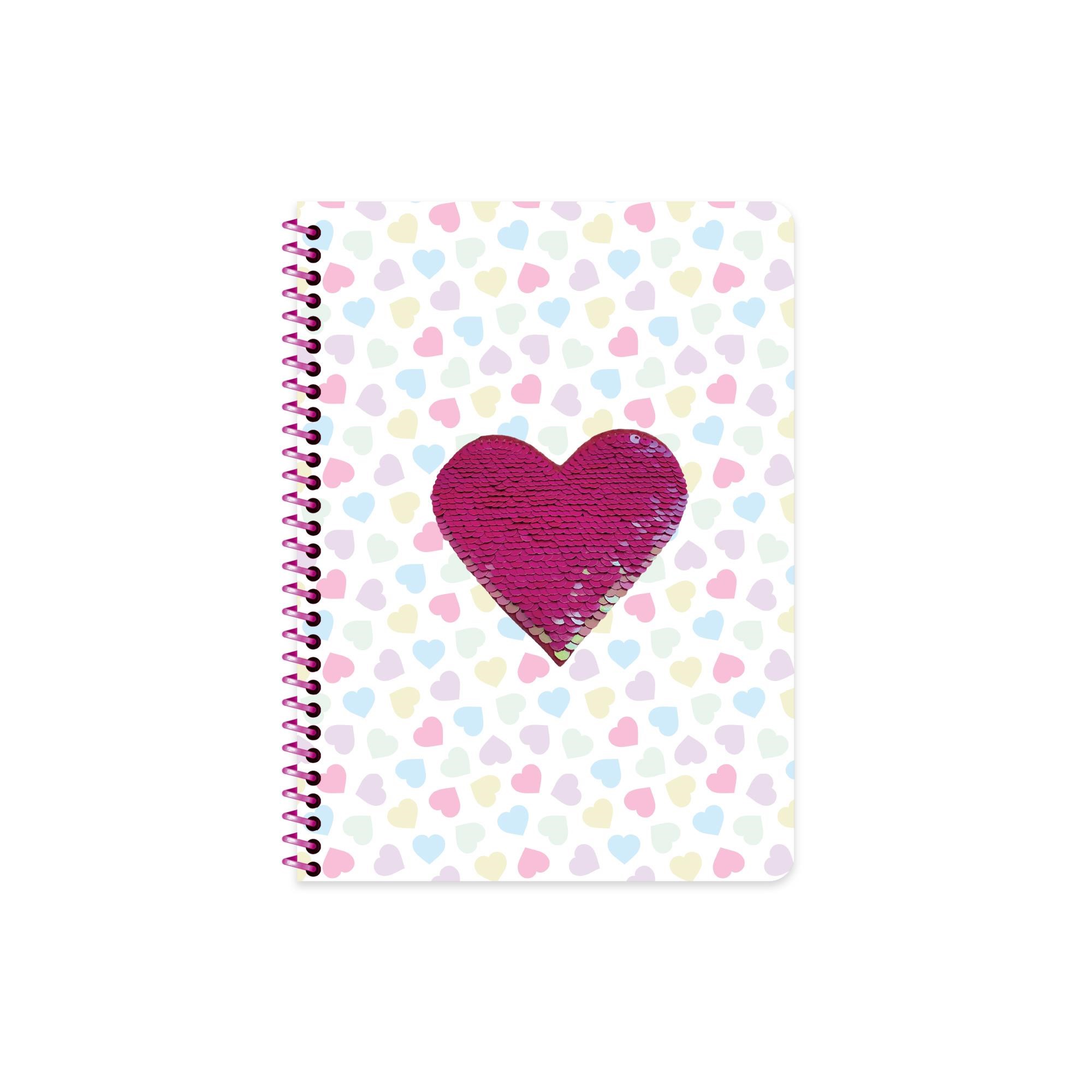 Keskin 16.5x 22.5 Çizgili Pullu Kalp Spiralli Defter - Kalpler