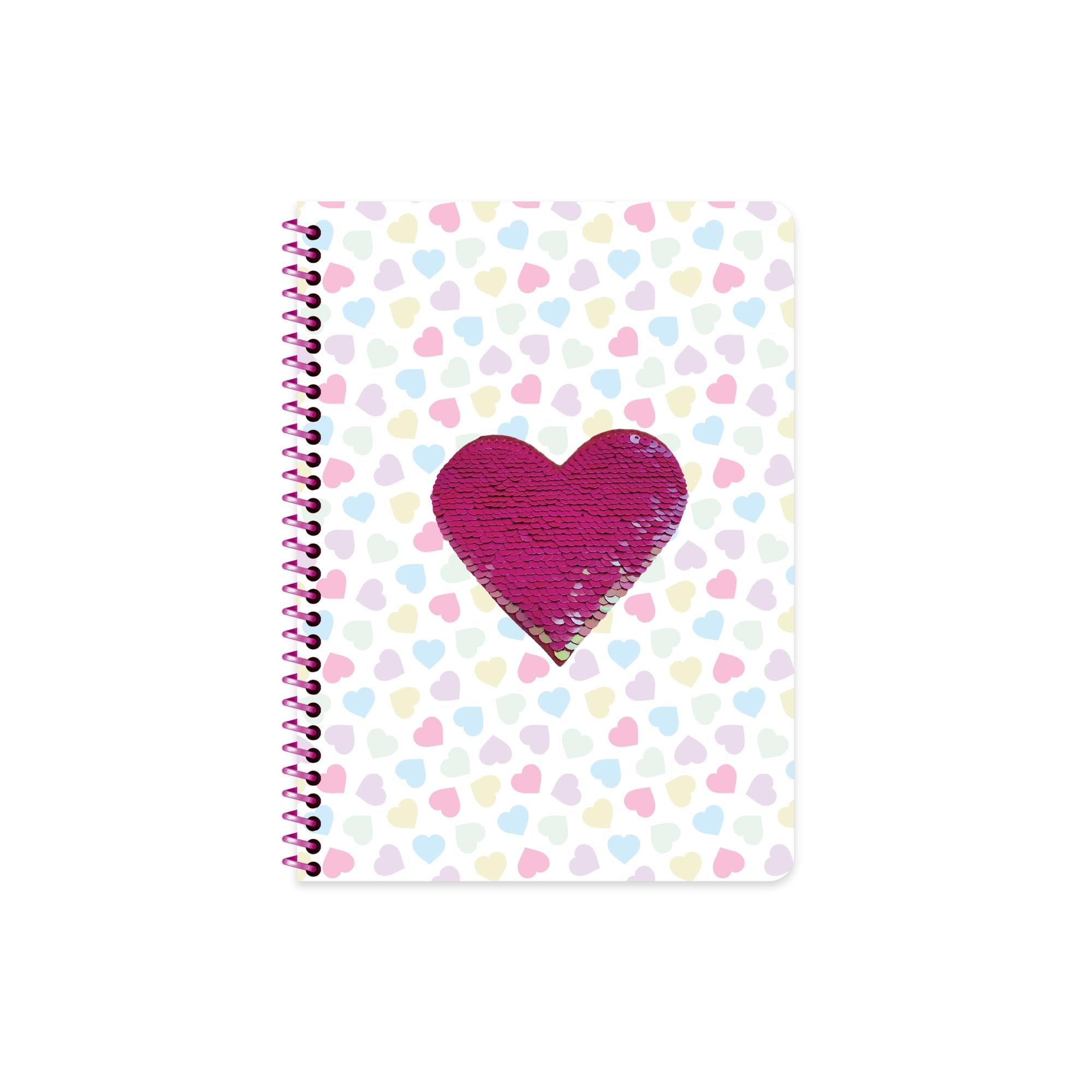 Keskin 16.5x 22.5 Çizgili Pullu Kalp Spiralli Defter - Kalpler