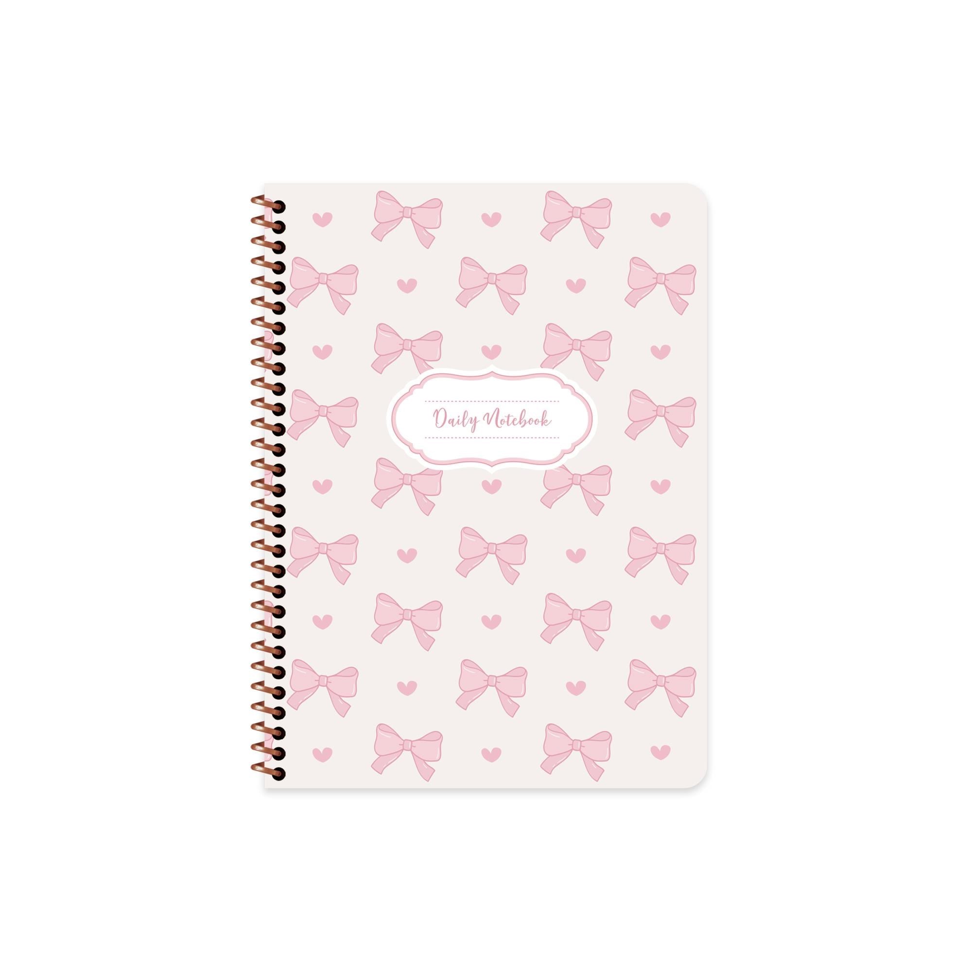 Keskin 16,5*22,5 Kurdele Çizgisiz Spiralli Sert Kapak Defter- Pembe Kurdele