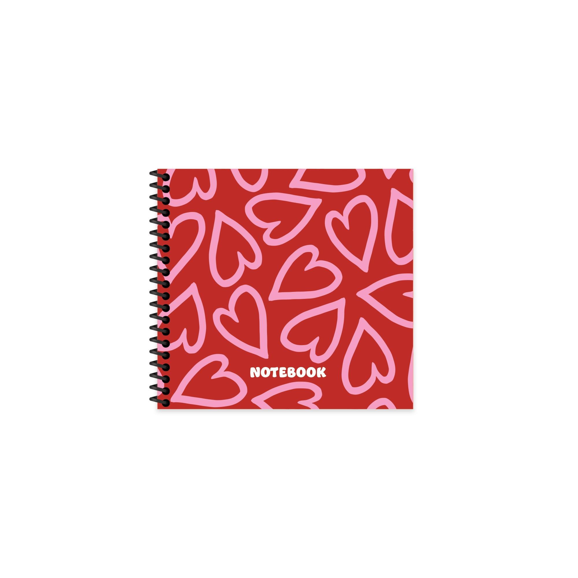 Keskin 16x15 Çizgili Spiralli Sert Kapak Romantik Defter - Bordo