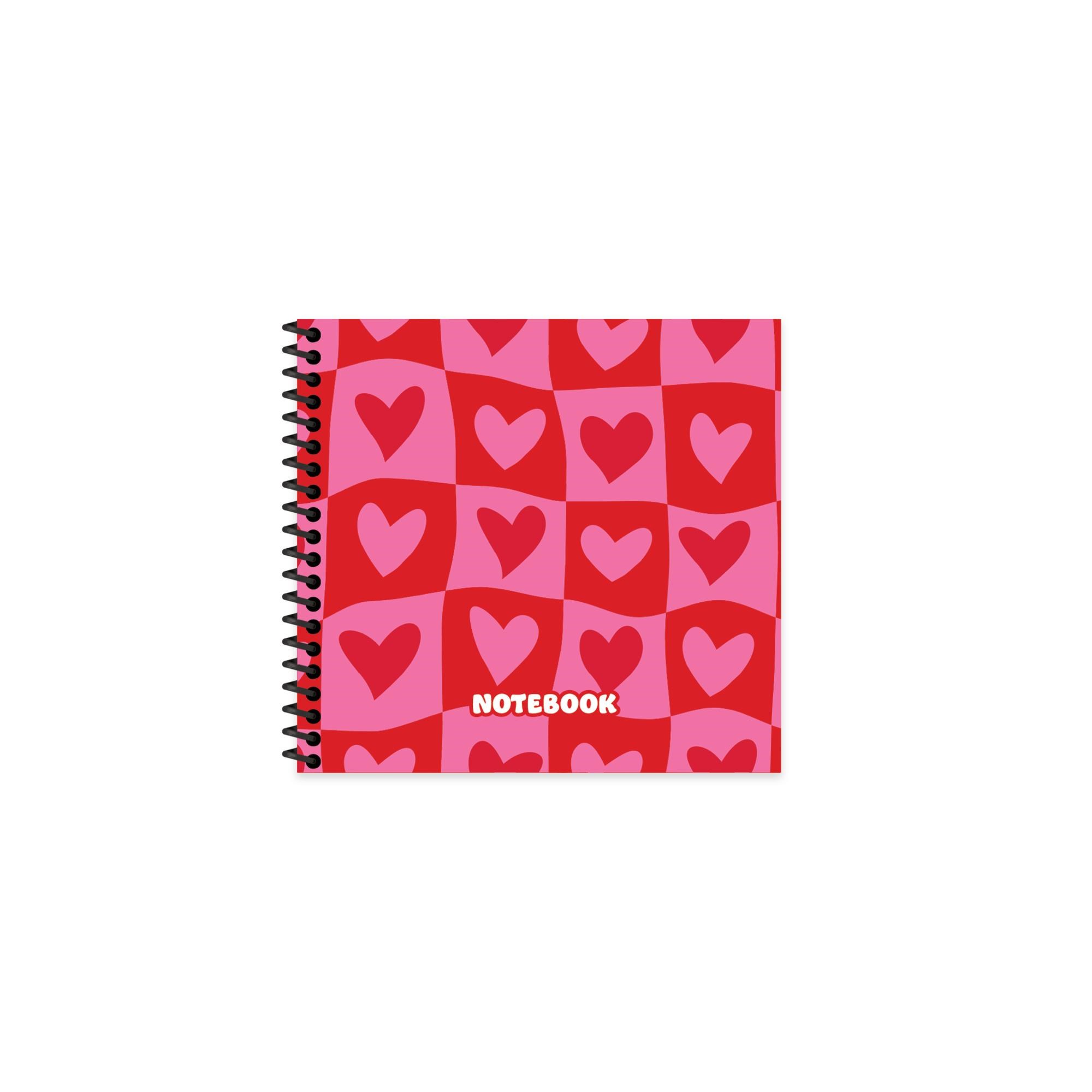 Keskin 16x15 Çizgili Spiralli Sert Kapak Romantik Defter - Kalpler