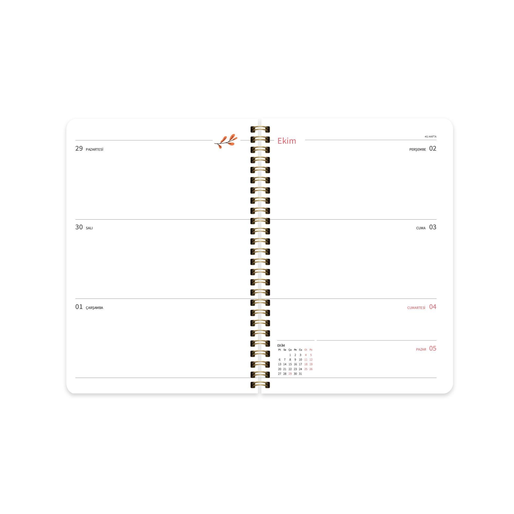 Keskin 17*24 Spiralli Akademik Ajanda - Mocha