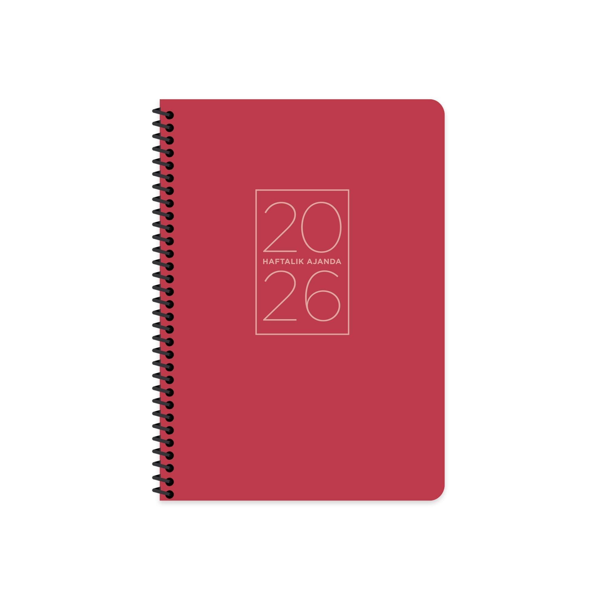 Keskin 2026-17*24 Spiralli Haftalık  Ajanda - Kırmızı