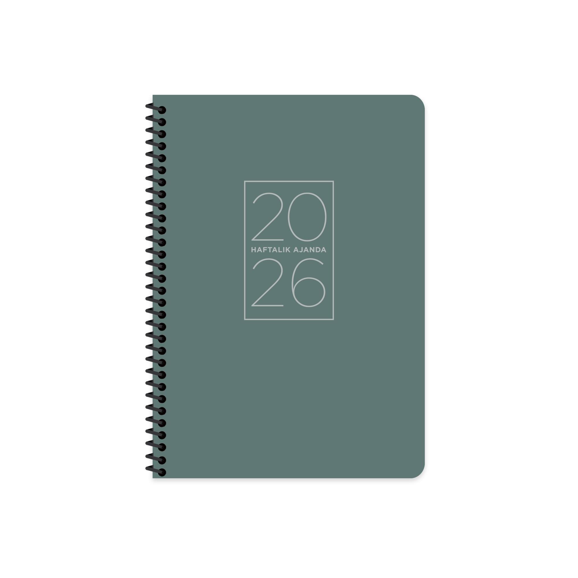 Keskin 2026-17*24 Spiralli Haftalık  Ajanda - Yeşil