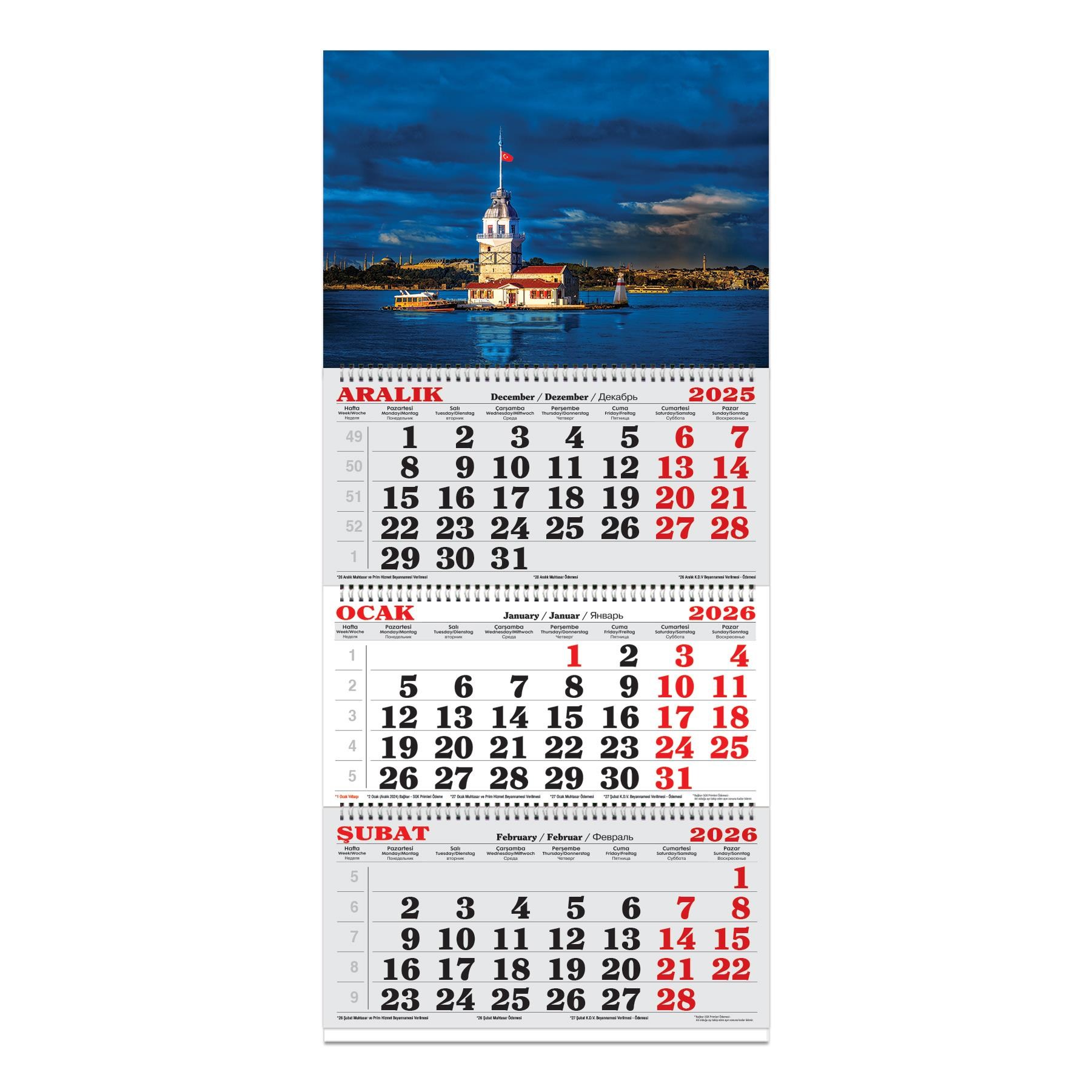 Keskin 2026-3 Aylık Spiralli Jumbo Denizci Takvim-İstanbul