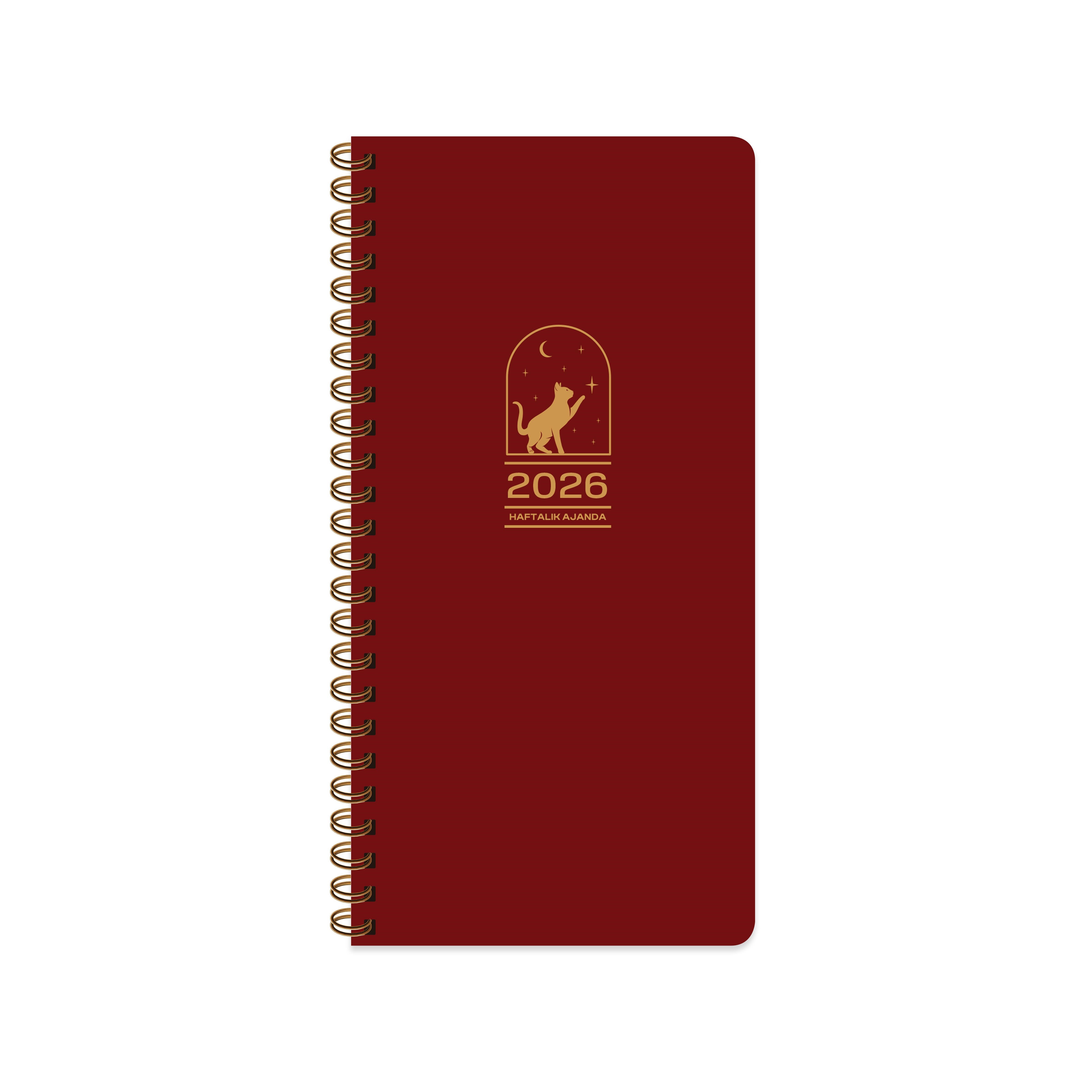 Keskin 2026-8*16 Haftalık Spiralli Cep Ajandası - Bordo