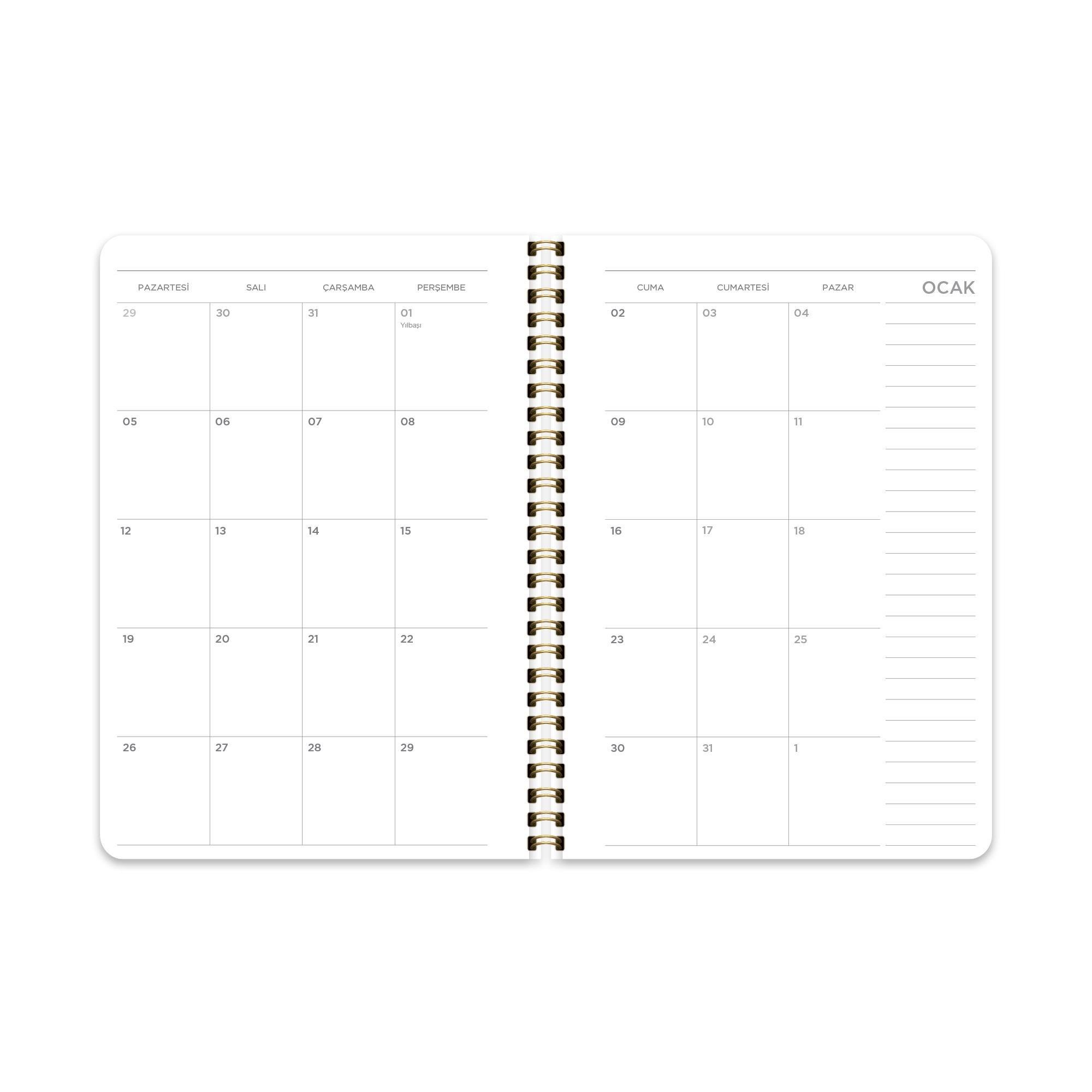 Keskin 2026-A5 Spr.Sert Kp.Haftalık Ajanda - Bahçe