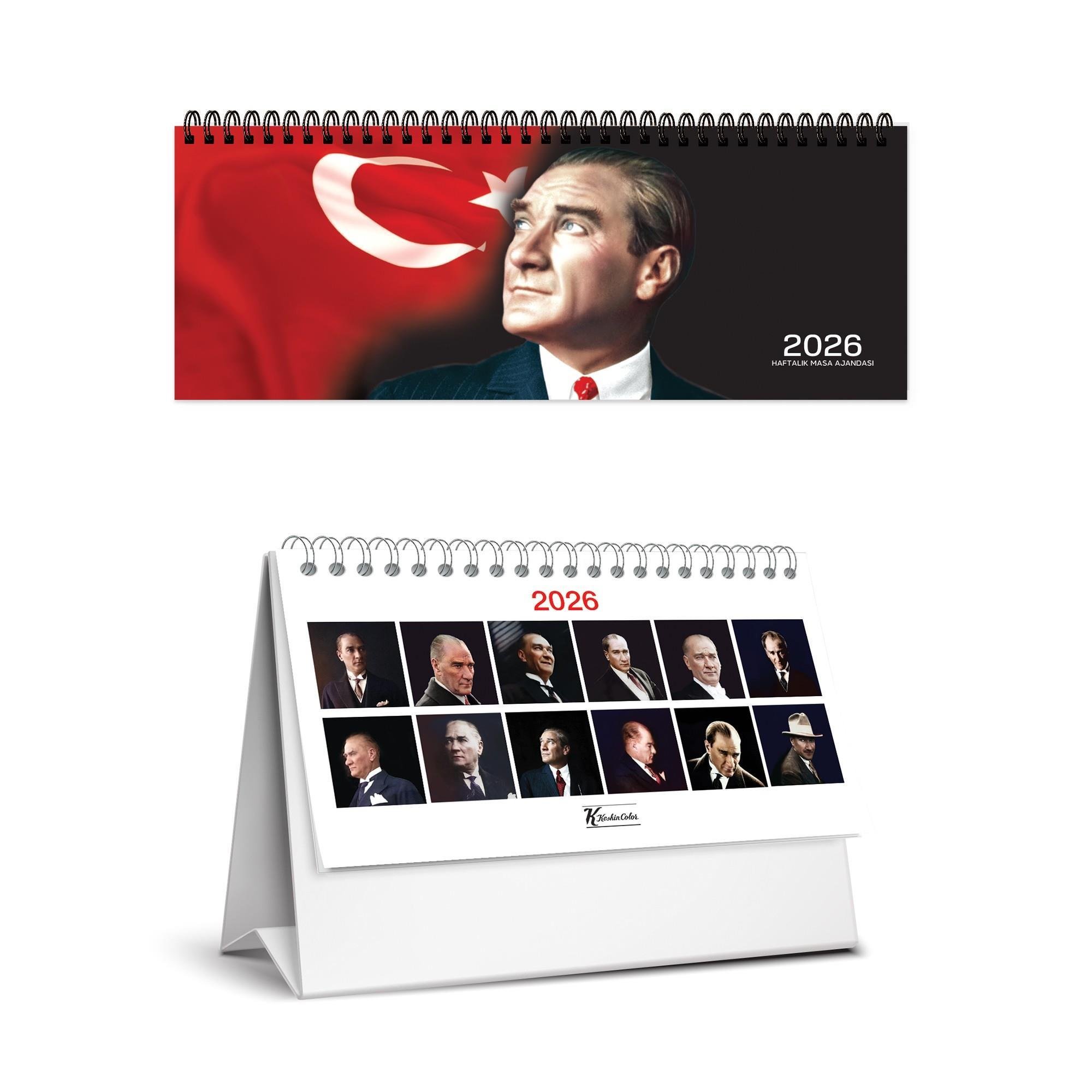 Keskin 2026 Atatürk Kare Masa Takvimi ve Ajanda Seti - 3