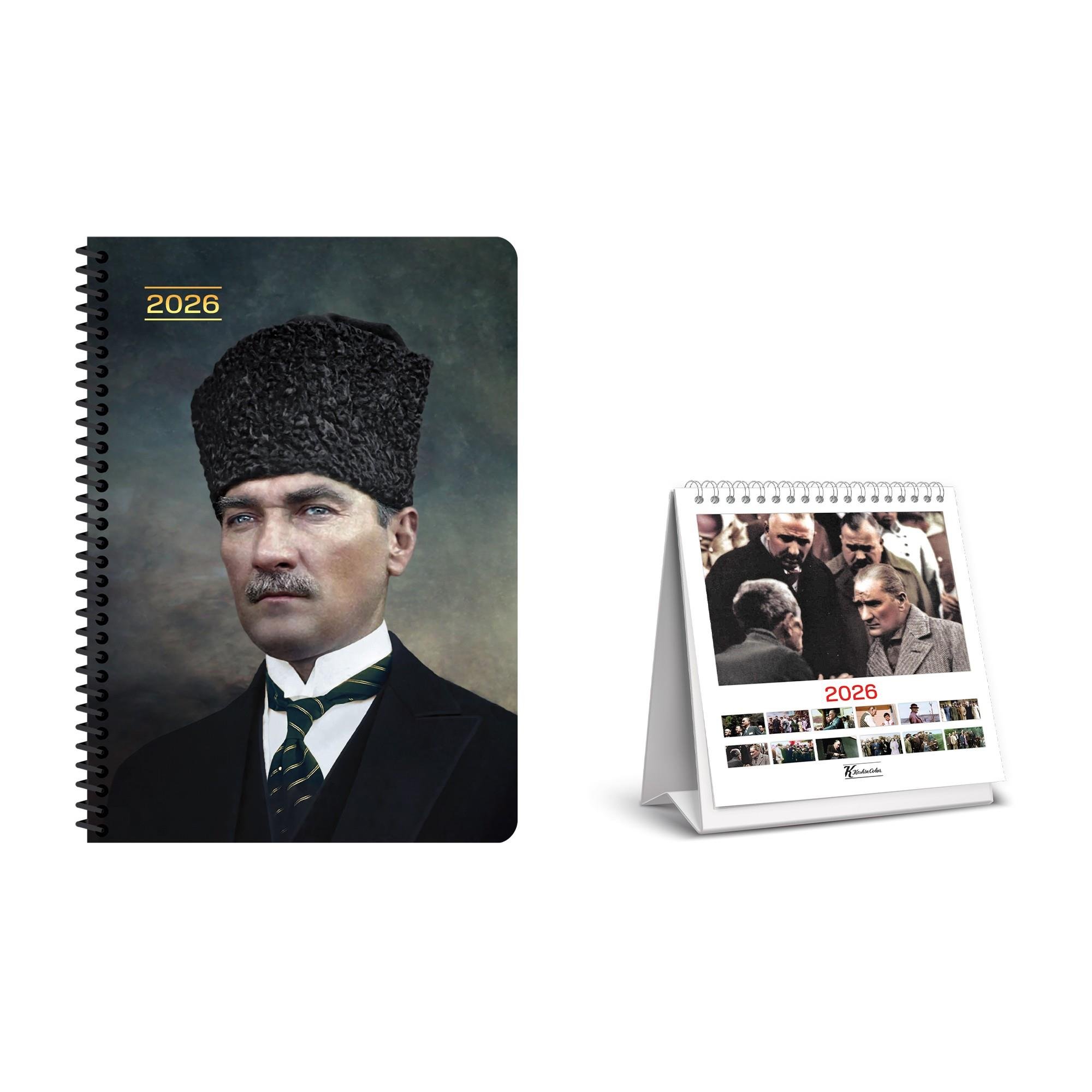 Keskin 2026 Atatürk Kare Masa Takvimi ve Ajanda Seti - 1
