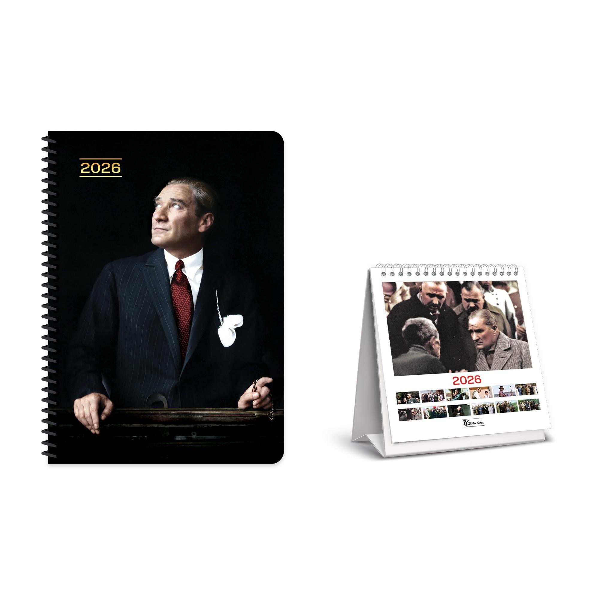 Keskin 2026 Atatürk Kare Masa Takvimi ve Ajanda Seti - 2