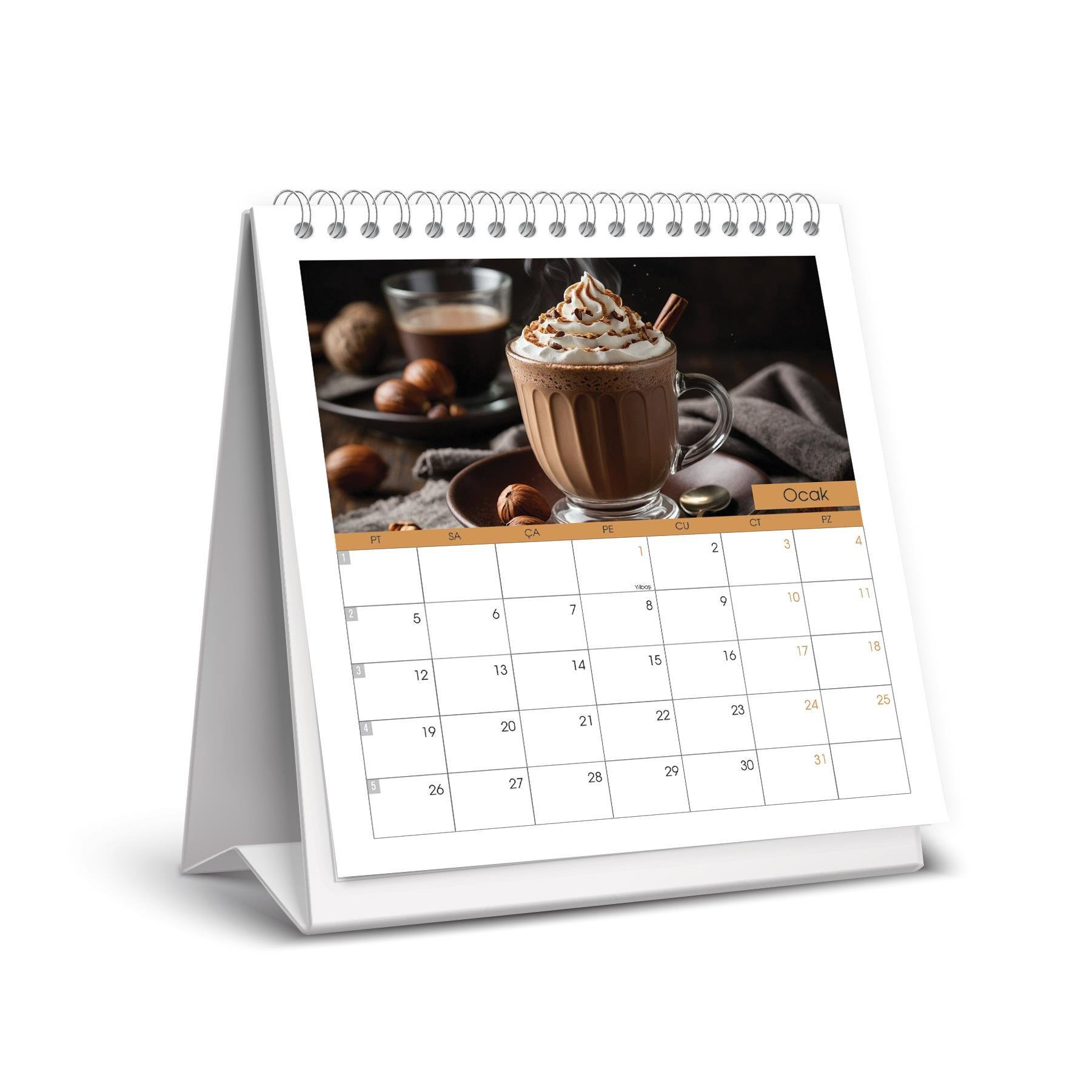 Keskin 2026-Kare Masa Takvimi - Kahve