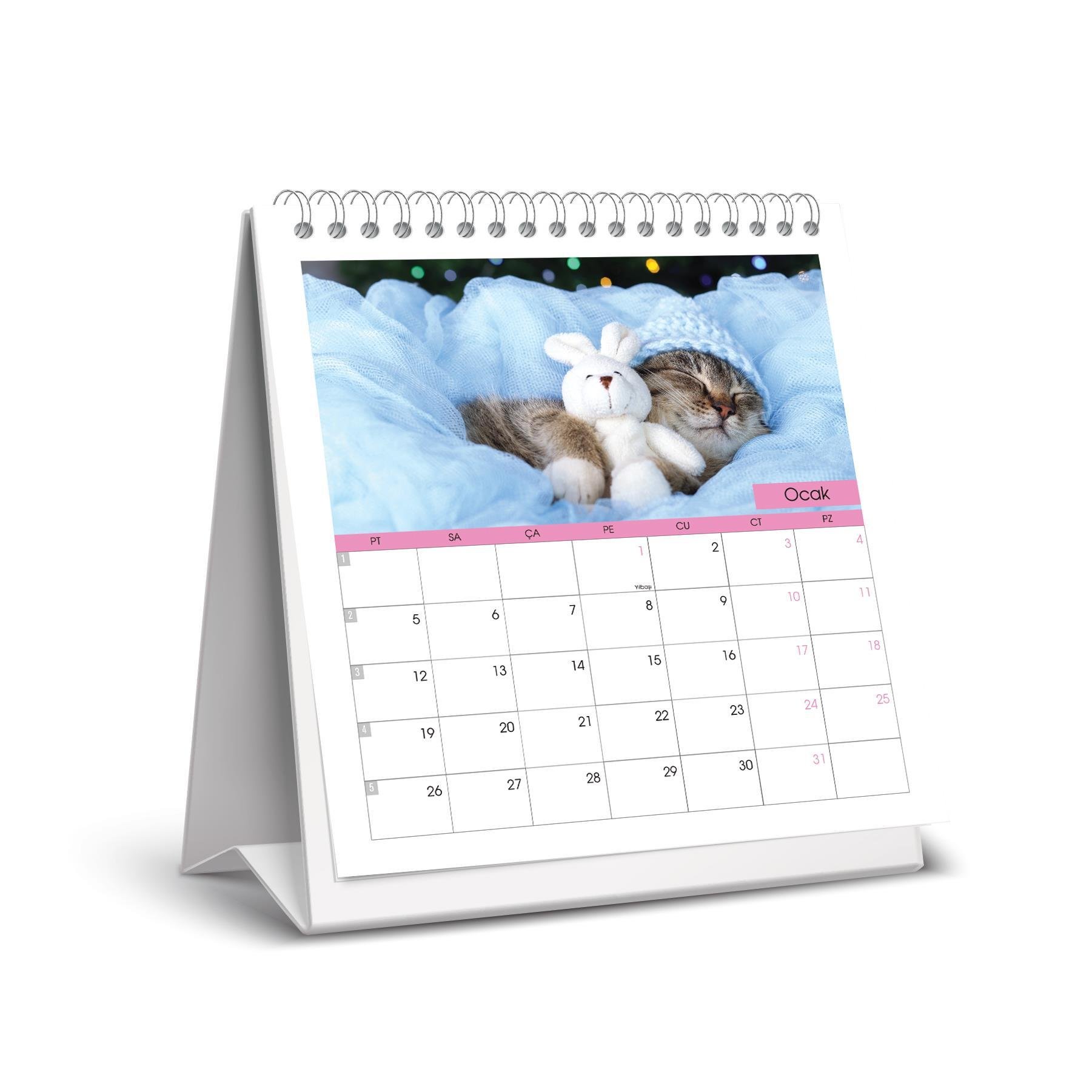 Keskin 2026-Kare Masa Takvimi - Kediler
