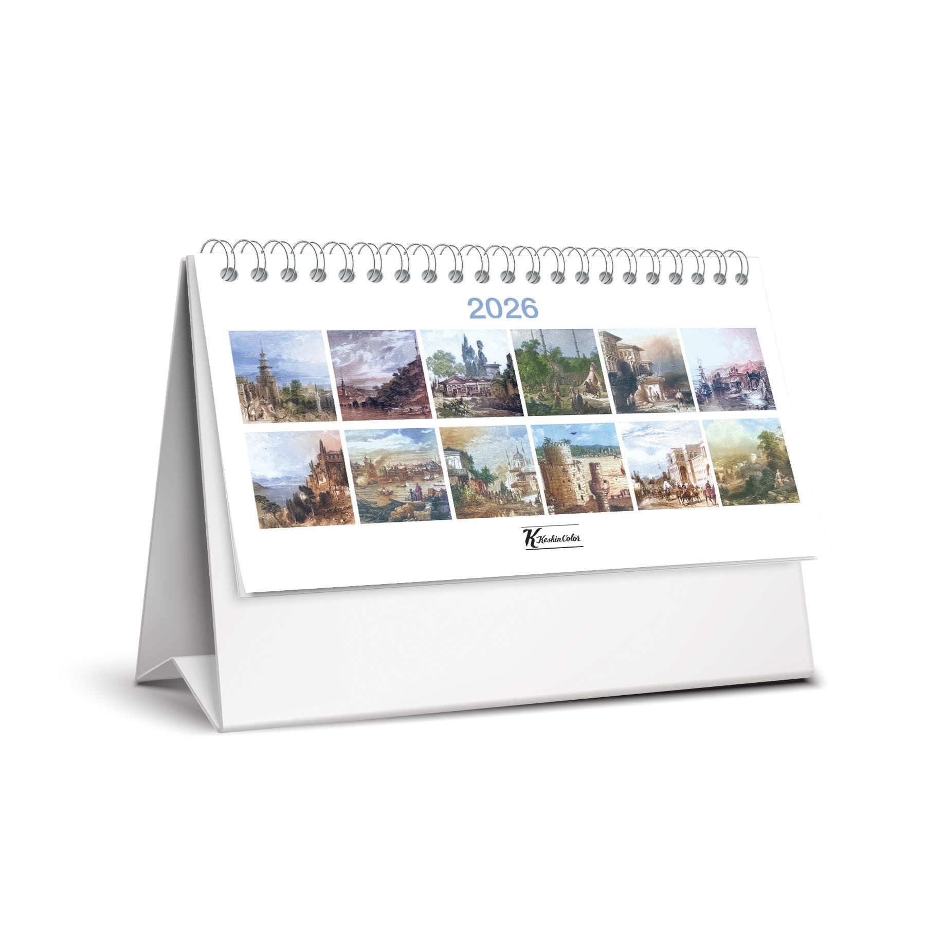 Keskin 2026-MTK-821 Karton Üçgen Masa Takvim-Gravür