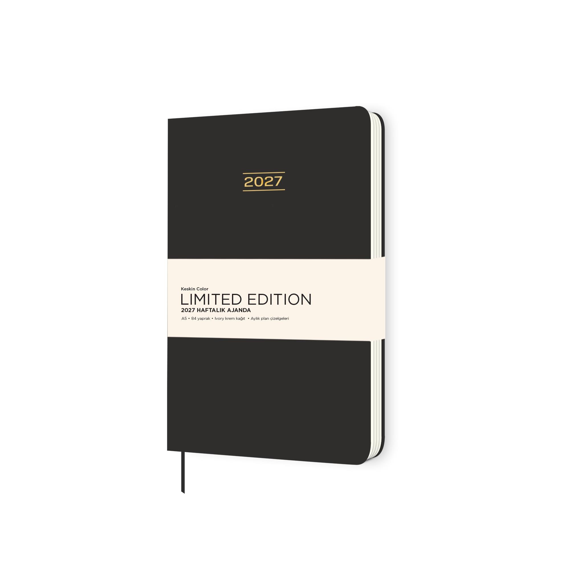 Keskin 2027-A5 Ciltli Limited Edition Haftalık Ajanda - Siyah