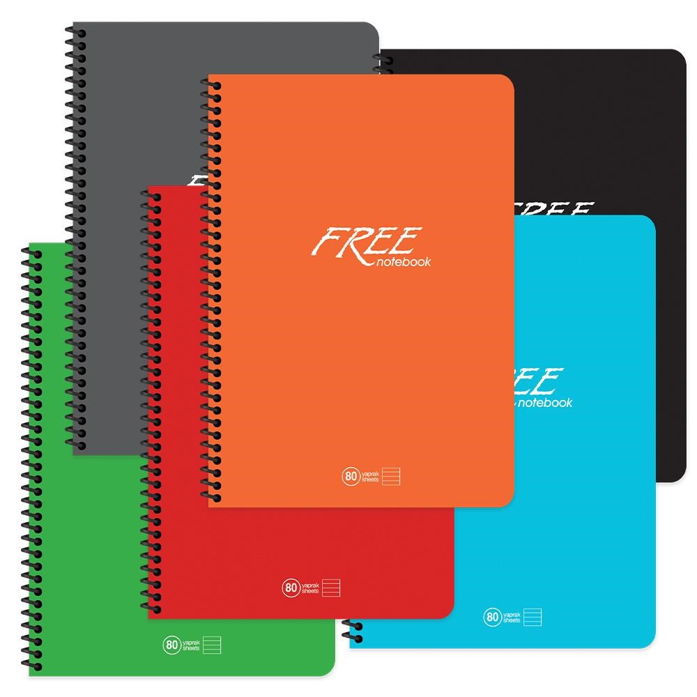 Keskin A4 60 Yp. Çizgisiz Free Spiralli Defter -  6'lı Set