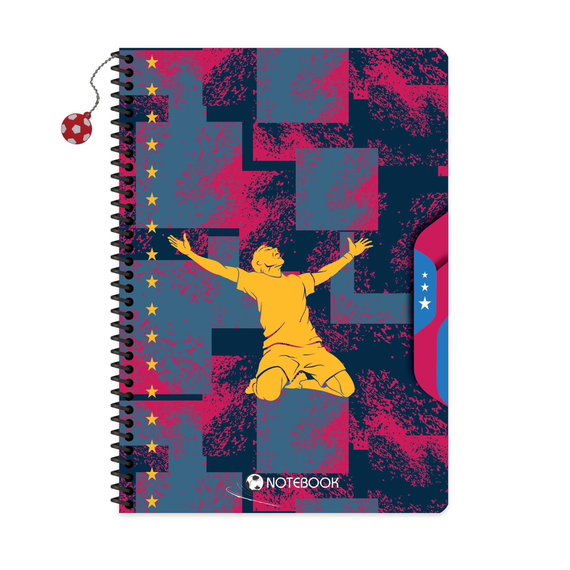 Keskin A4 Çizgili Karton Kapak Charmlı Futbol Defter - Karışık Renkler