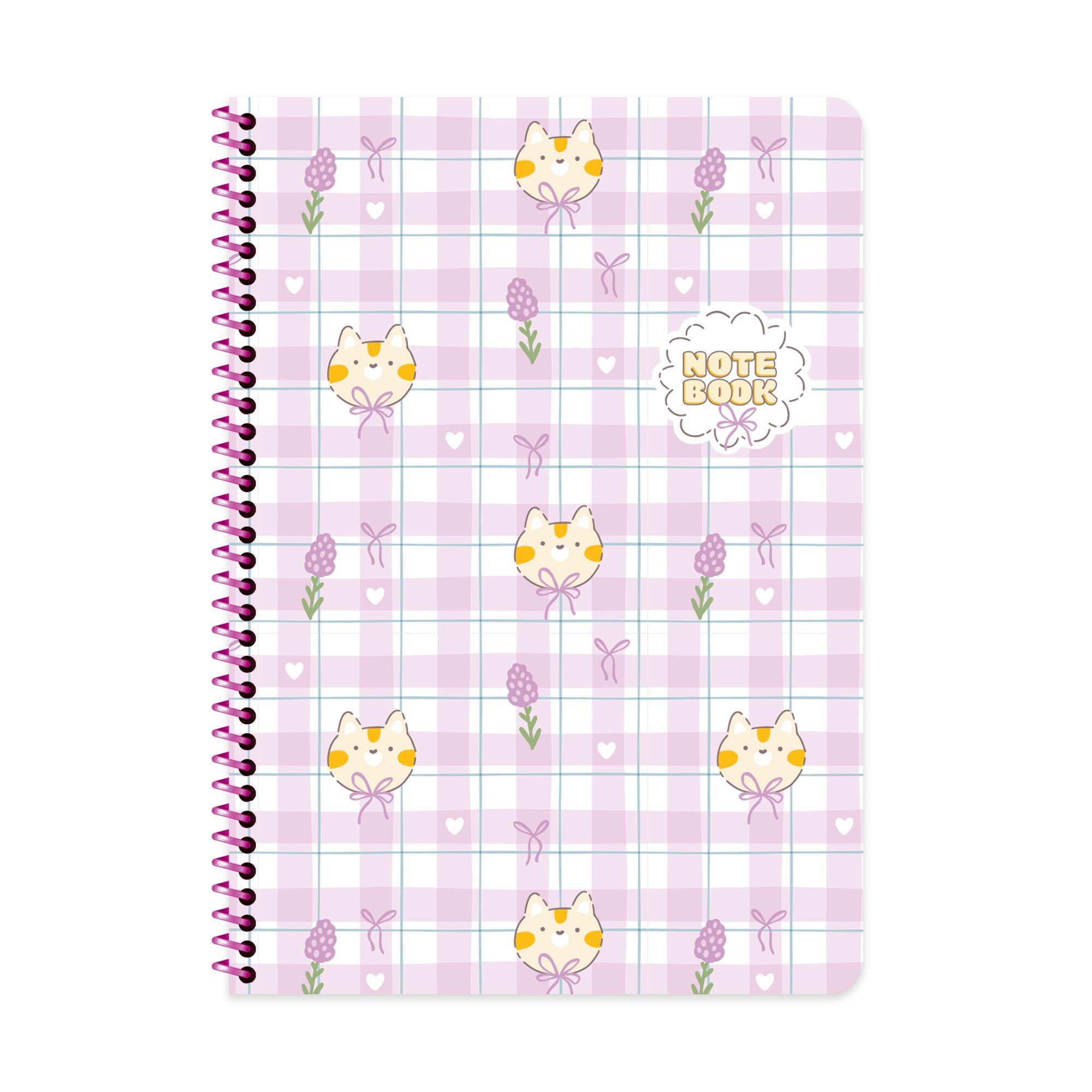 Keskin A4 Çizgili Karton Kapak Kawaii Defter - Kedi