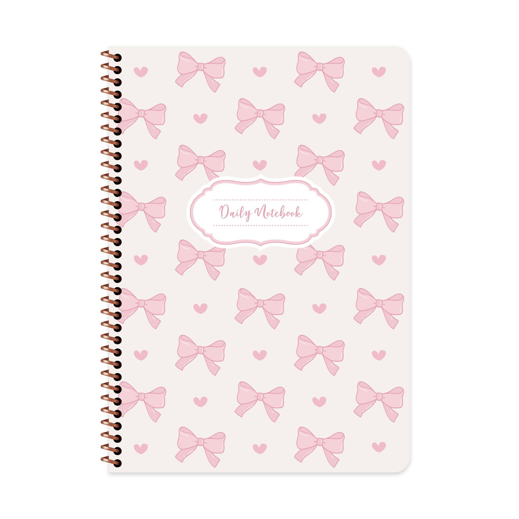 Keskin A4 Kurdele Çizgili Spiralli Karton Kapak Defter - Pembe Kurdele