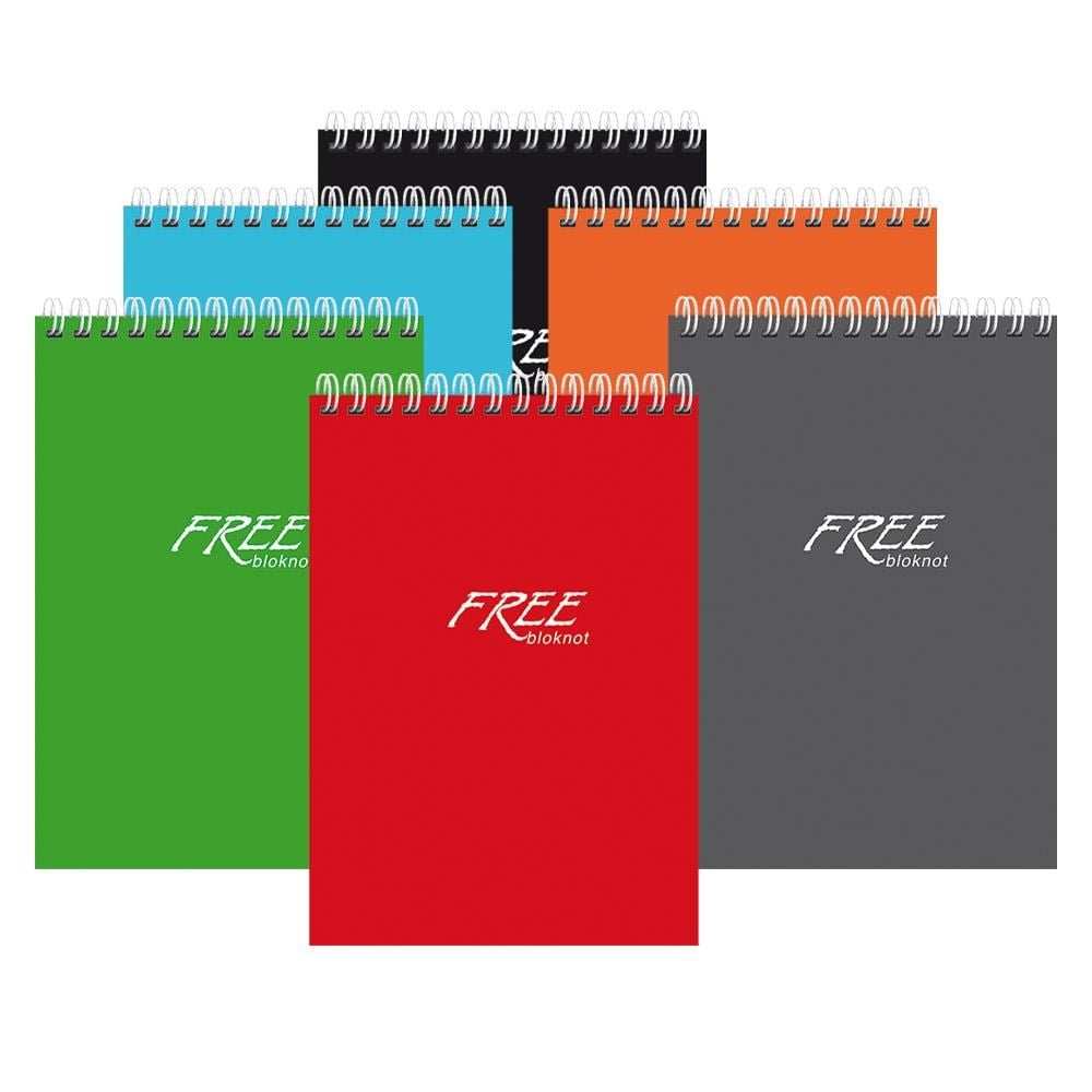 Keskin A7 42 Yp.Çizgili PP Kapak Free Office Spiralli Bloknot - 6'lı Set
