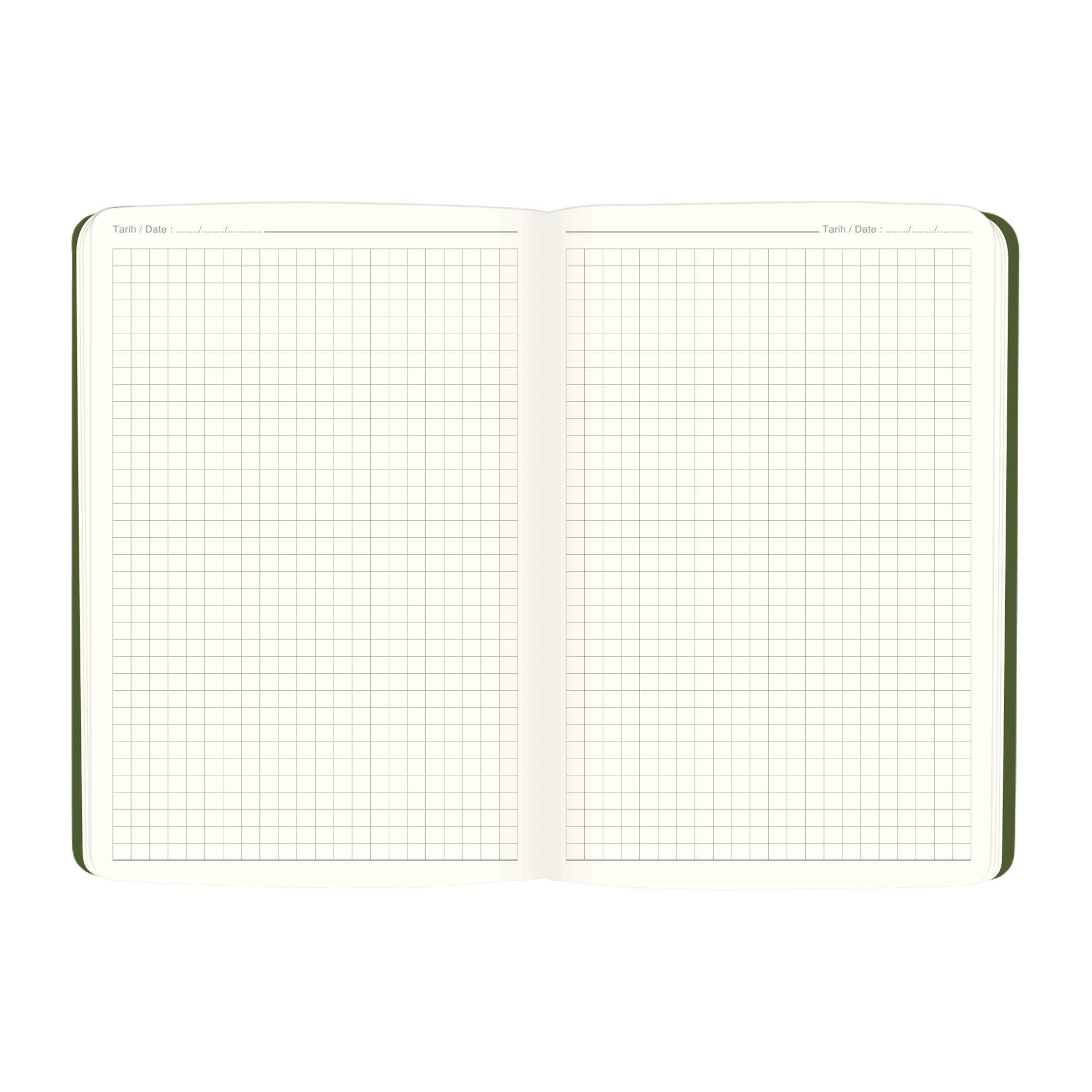 Keskin Color 17x24 Kareli Ciltli Premier Defter - Haki