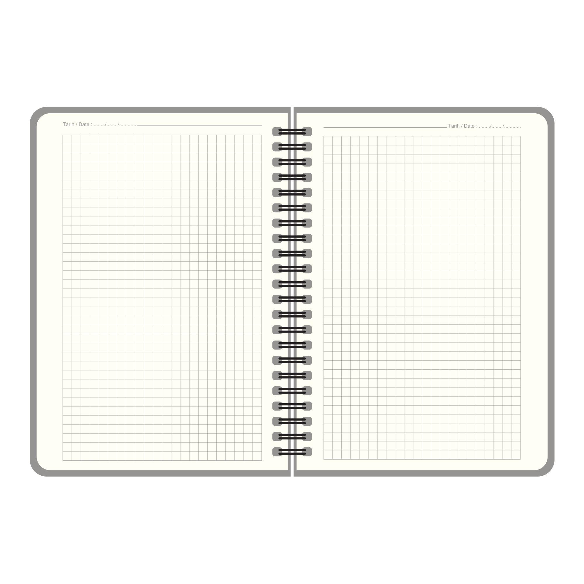 Keskin Color 17x24 Kareli Spiralli Premier Defter - Gri