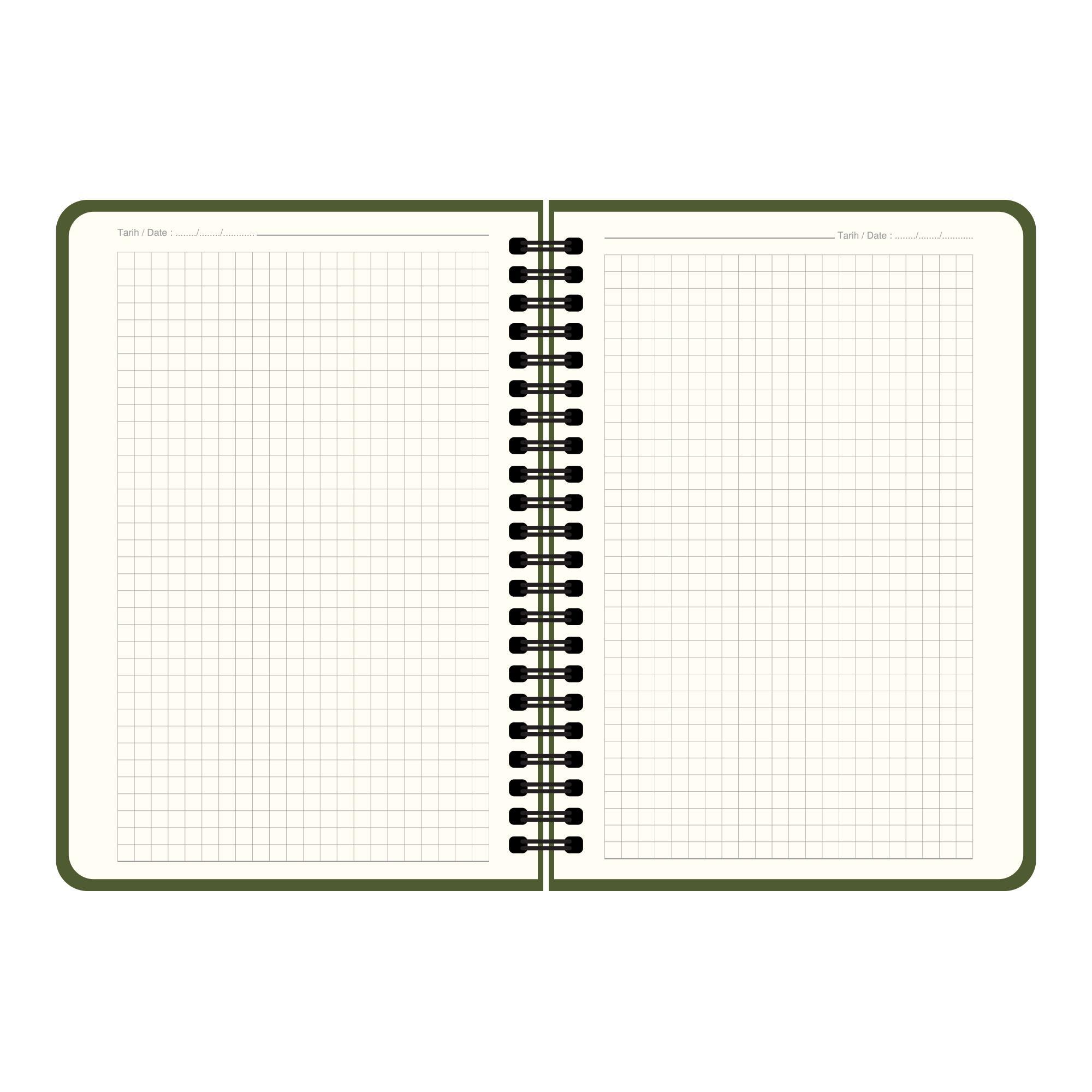 Keskin Color 17x24 Kareli Spiralli Premier Defter - Haki