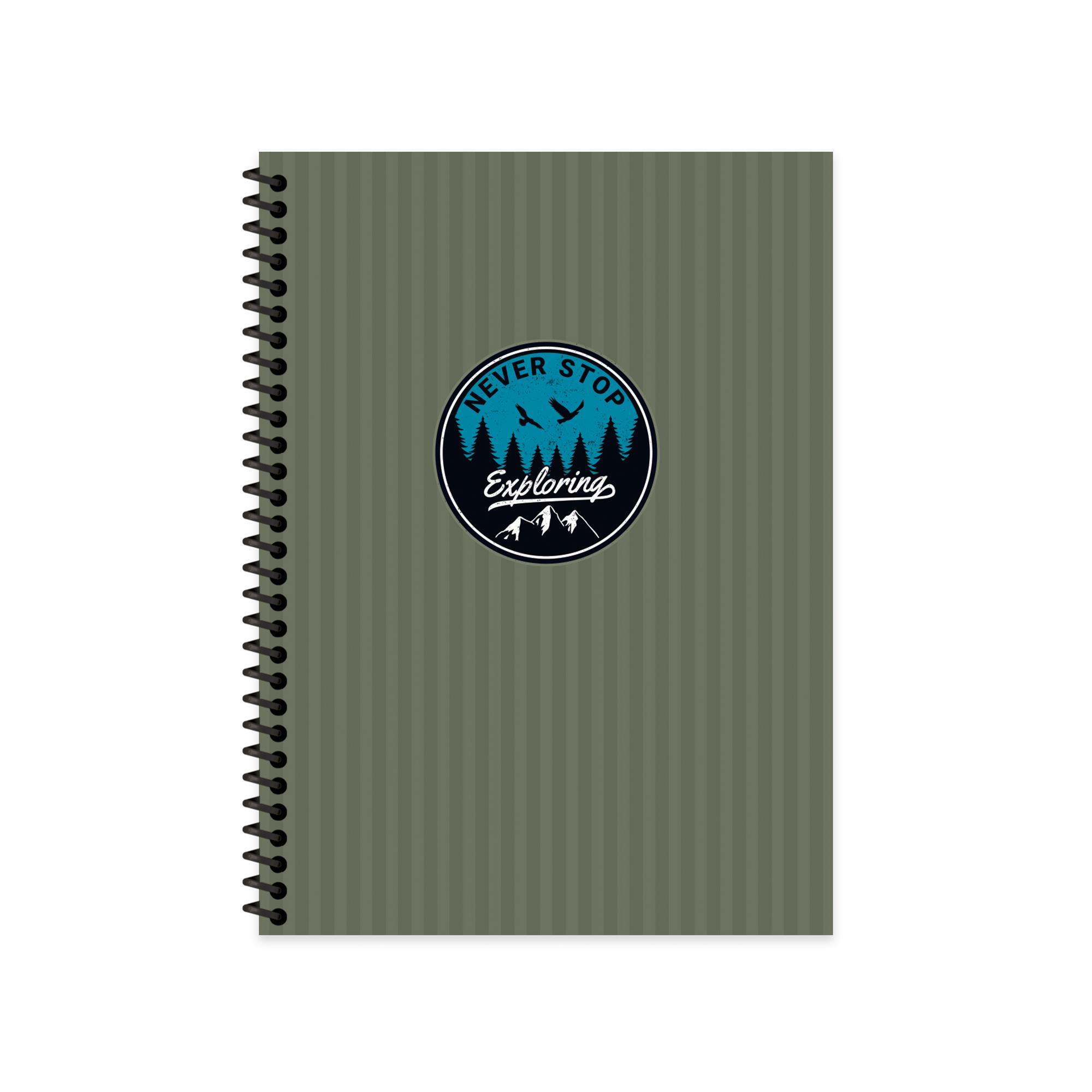 Keskin Color Çizgili Spiralli Sert Kapak Outdoor Defter Yeşil