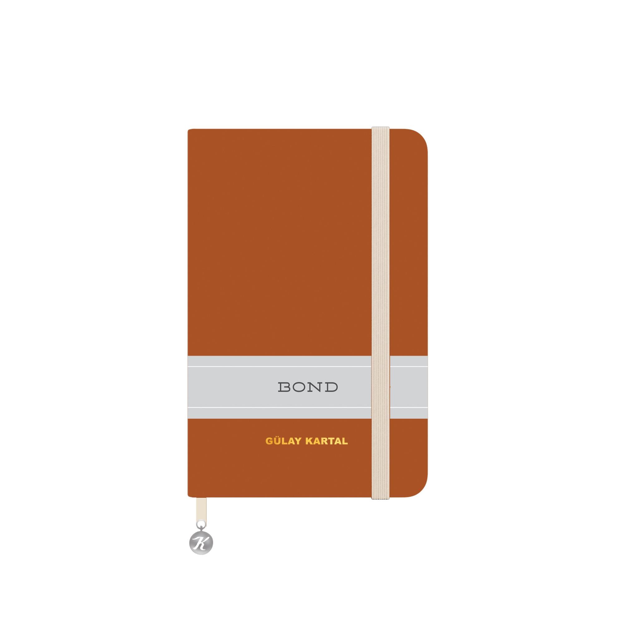 Kişiselleştirilebilir Çizgili Ciltli Bond Defter - Turuncu