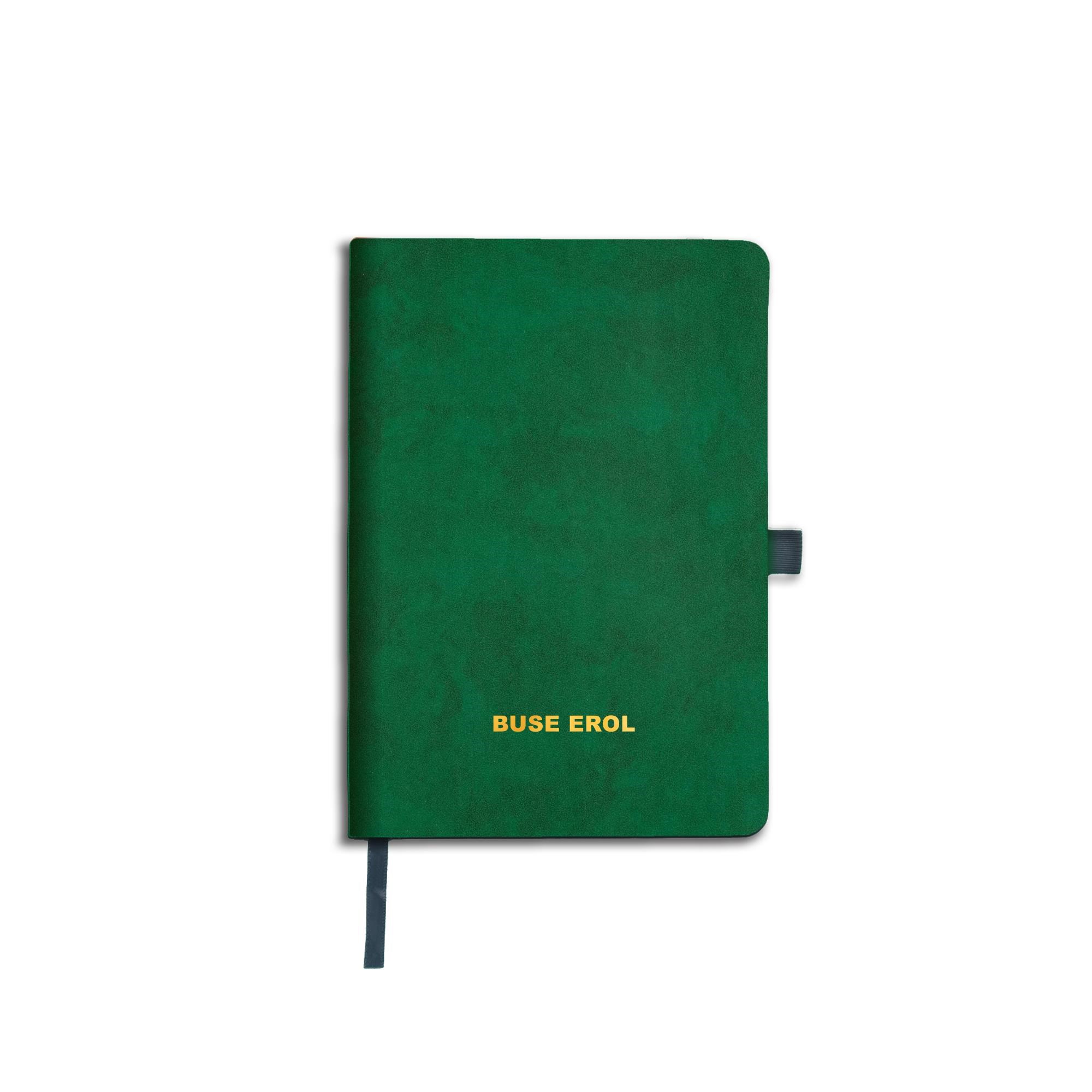 Kişiselleştirilebilir Çizgili Sert Kapak Citli Pronote Defter 14 x 20 cm - Yeşil