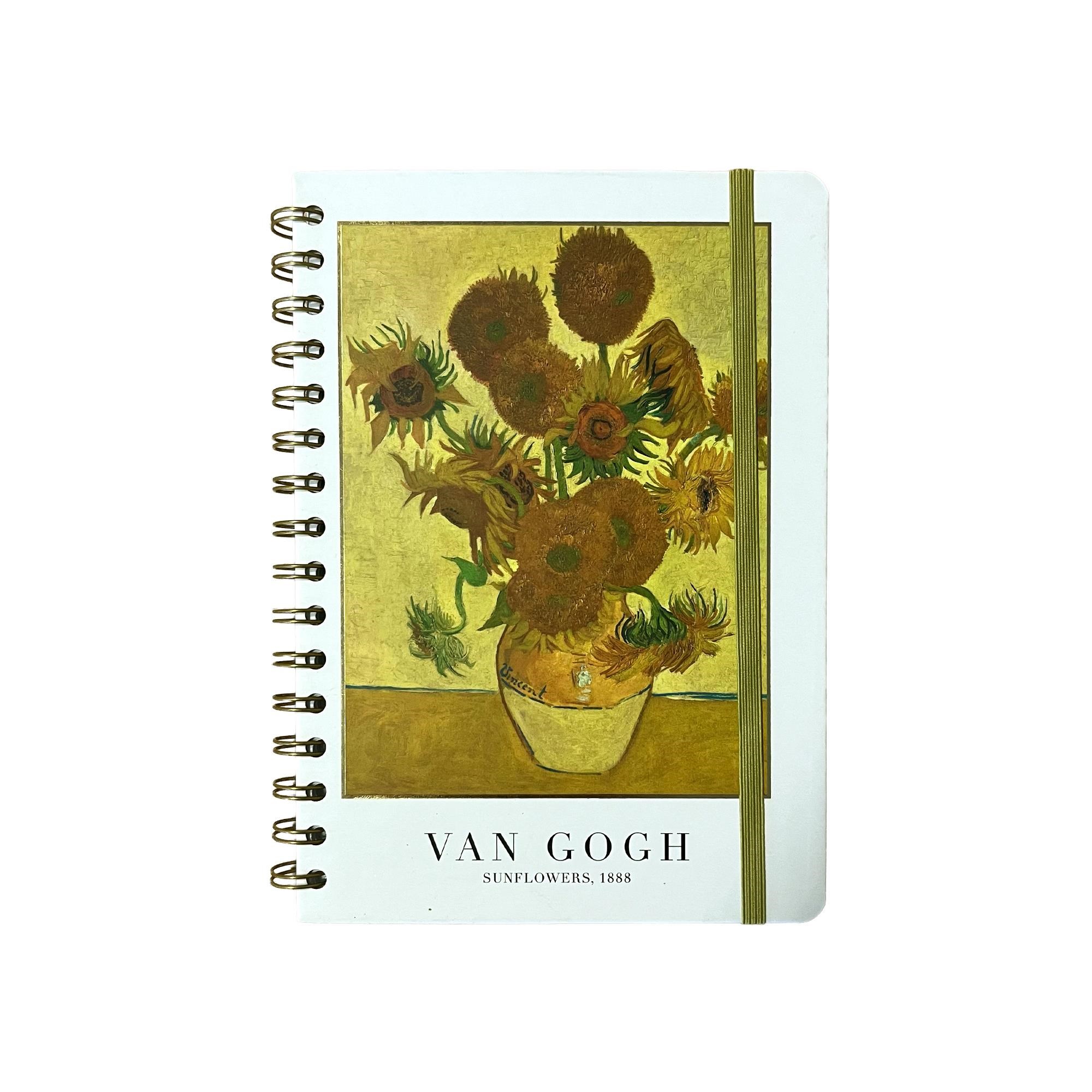 Limited Edition A5 Spiralli Sert Kapak Not Defteri - Van Gogh Sunflowers