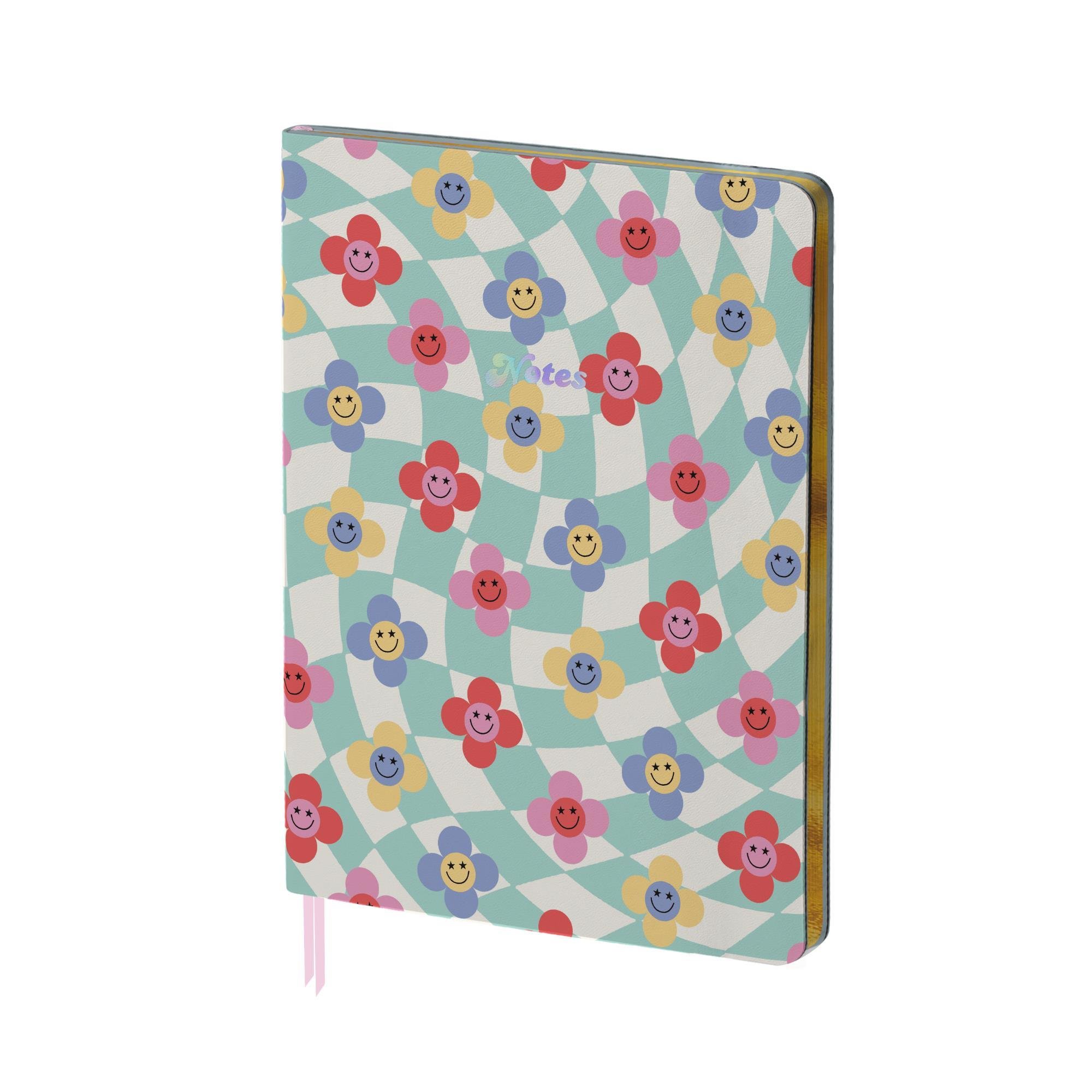 Limited Edition Yaldızlı Ciltli Defter Renkli Gülen Çiçekler 19x25