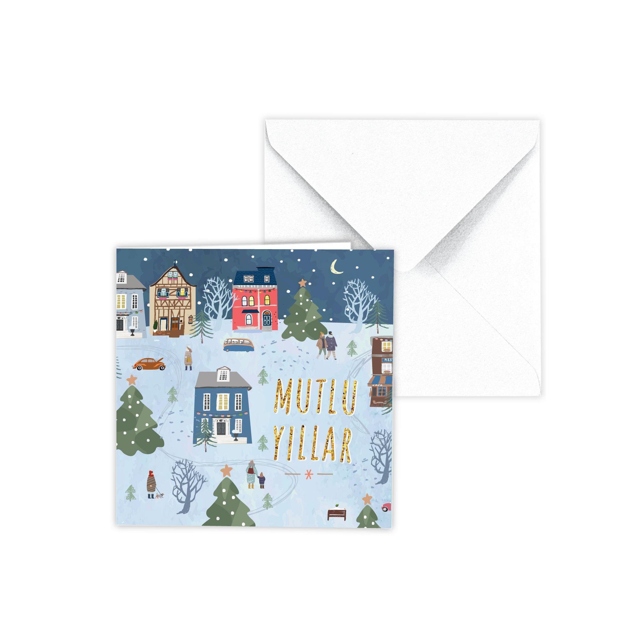 Mini Yılbaşı Tebrik Kartı Zarflı Tekli No:4