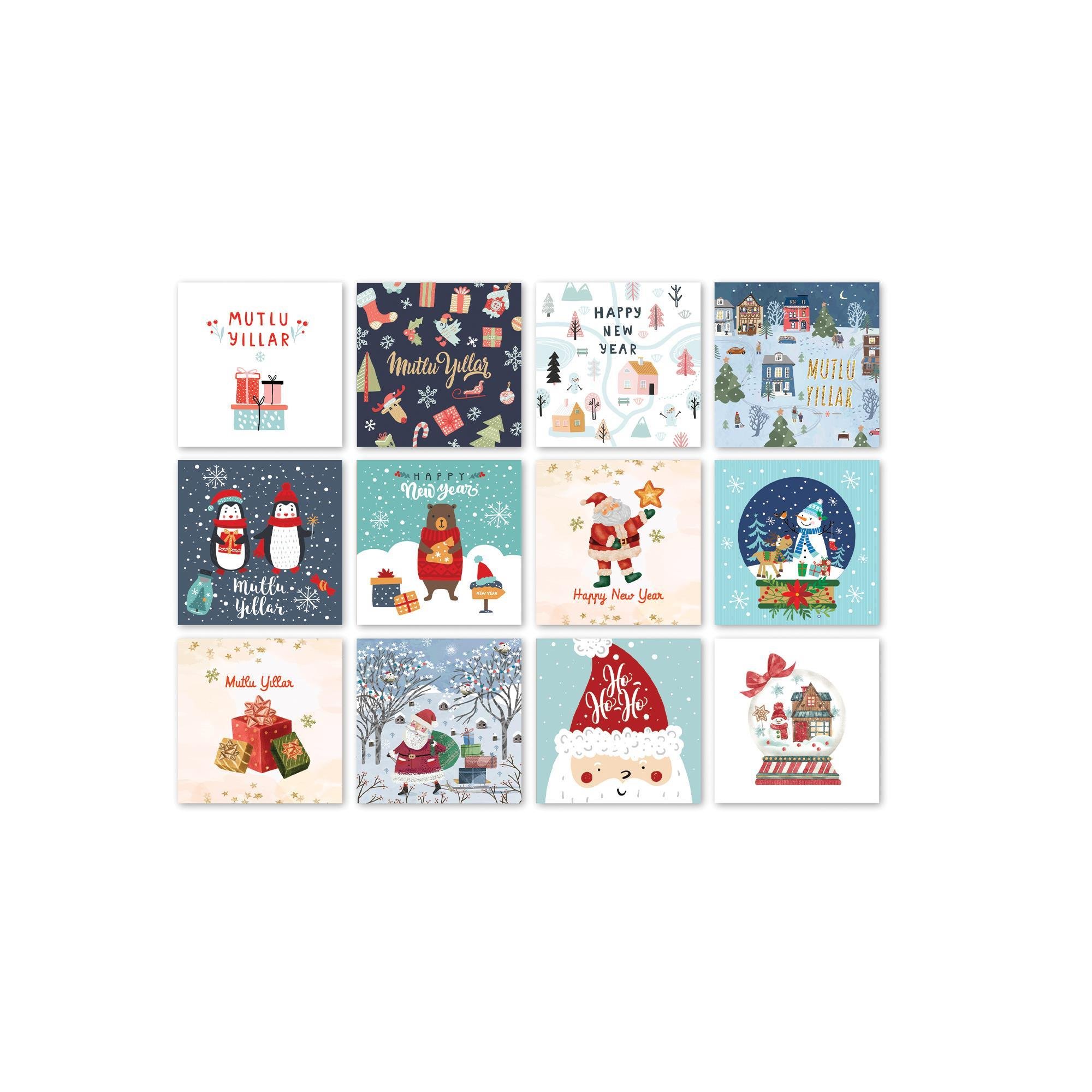 Mini Yılbaşı Tebrik Kartı Zarflı Tekli No:12