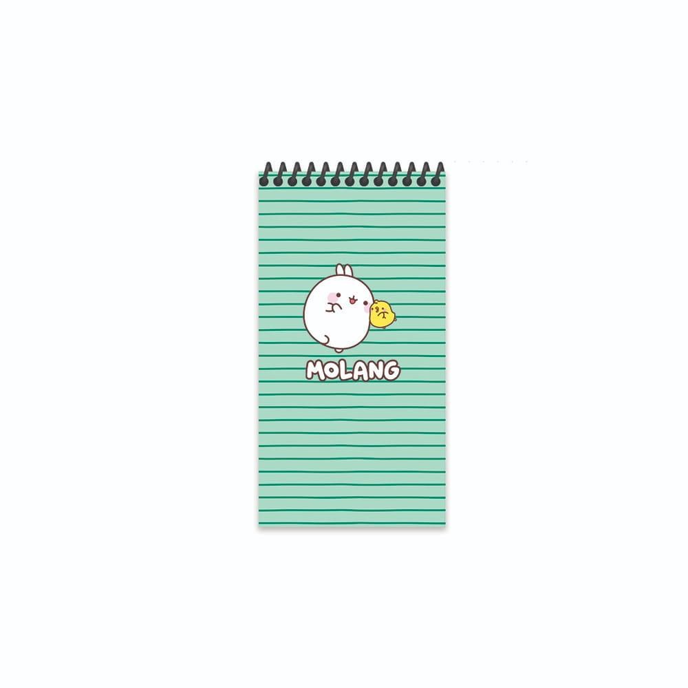 Molang 10x19 Spiralli Karton Kapak Çizgili Defter - Yeşil