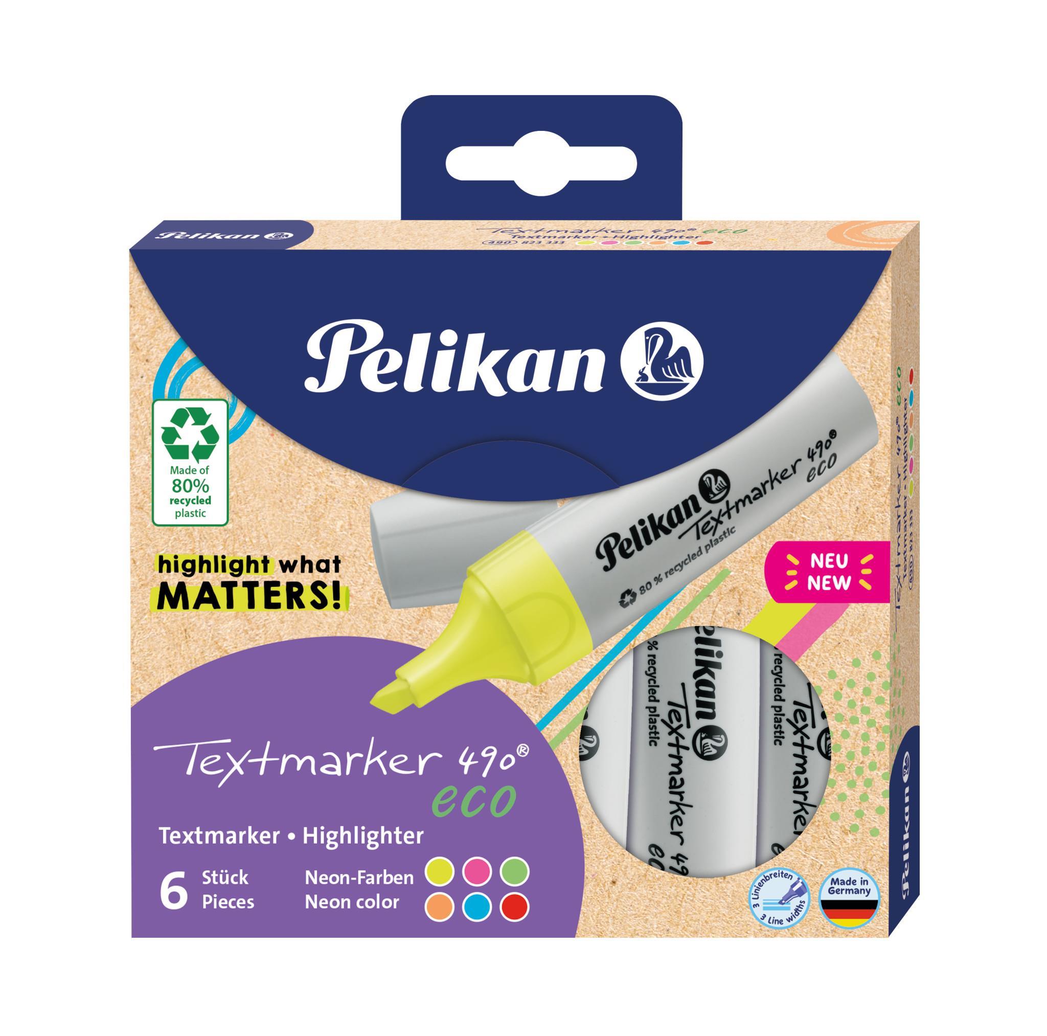 Pelikan 490 Eco Fosforlu Kalem 6Lı Neon Karışık Renk