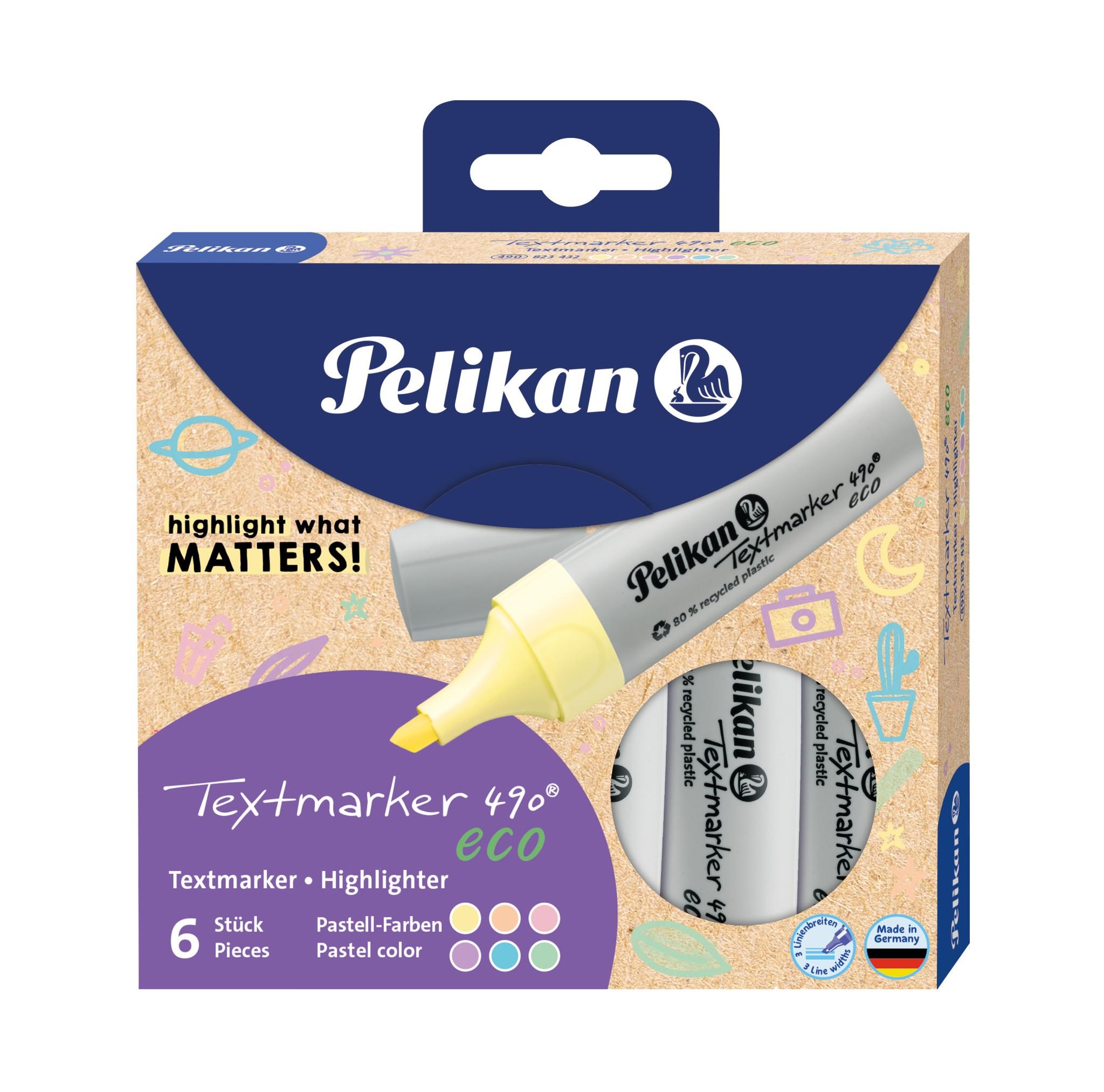 Pelikan 490 Eco Fosforlu Kalem 6Lı Pastel Karışık Renk