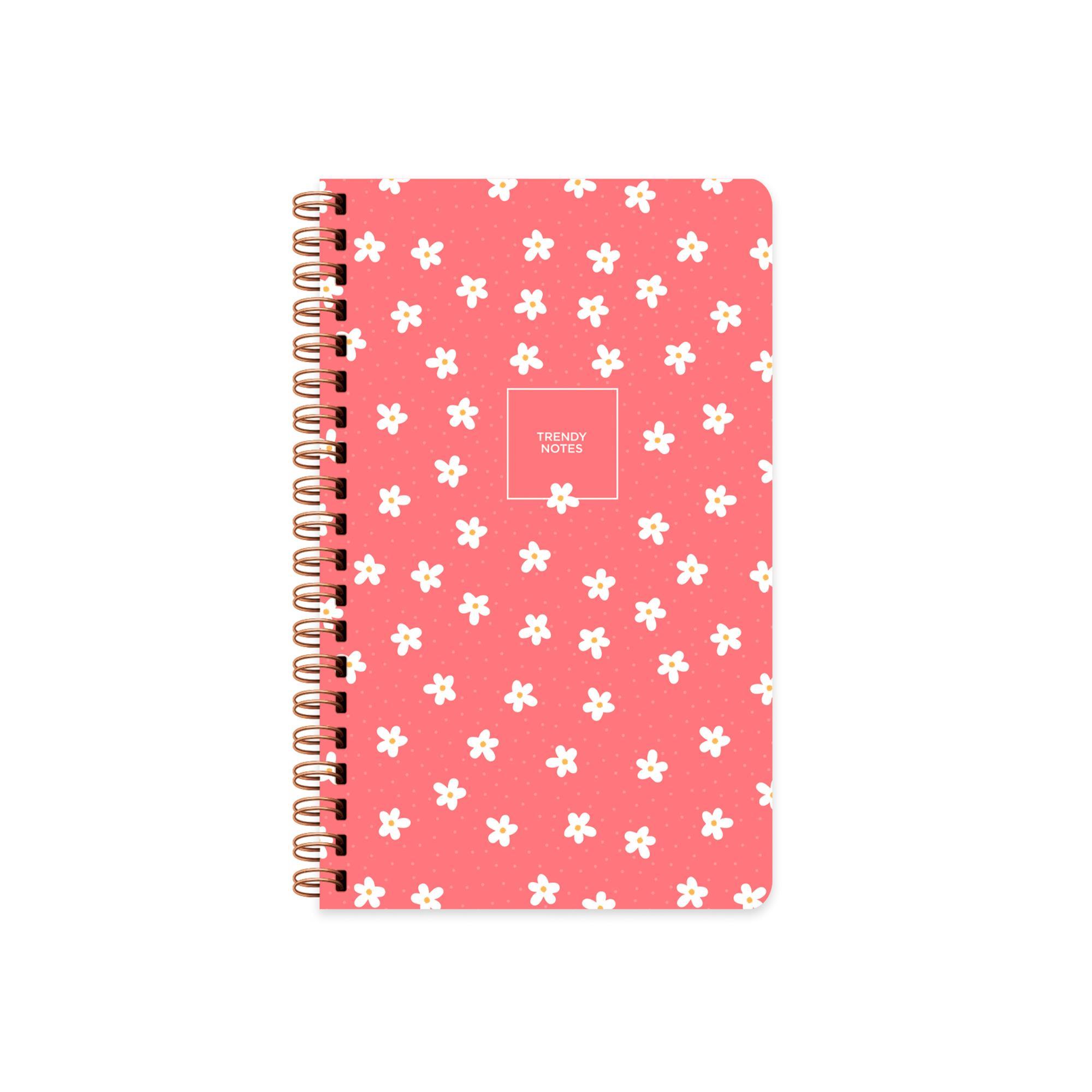 Sert Kapak Çizgili Spiralli Çiçek Defter Minik Papatya 13x21